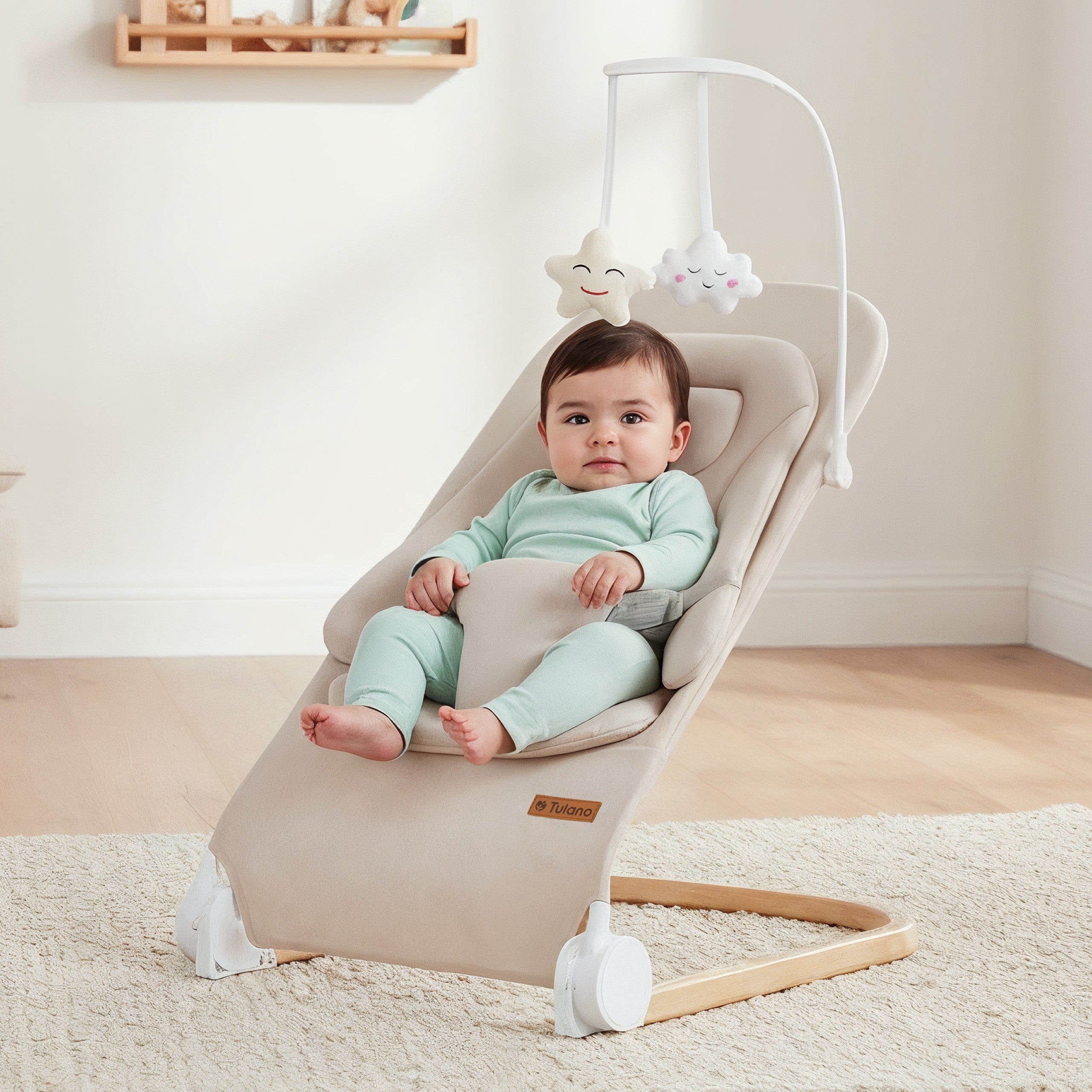 OUTLET Leżaczek bujaczek beżowy Tulano Moon 50 Beige