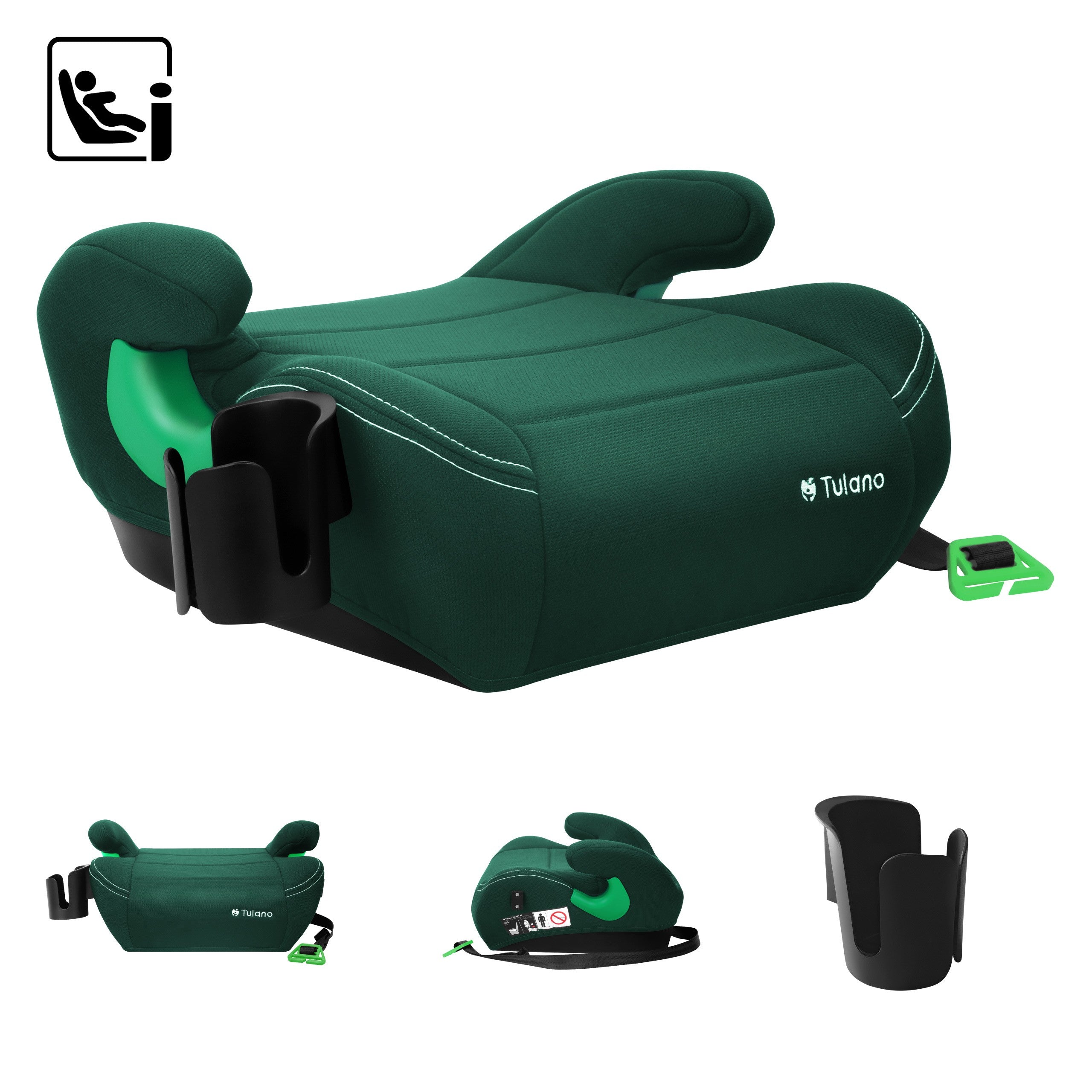 Fotelik samochodowy podstawka Tulano Cabby 25 Green 125-150cm I-Size