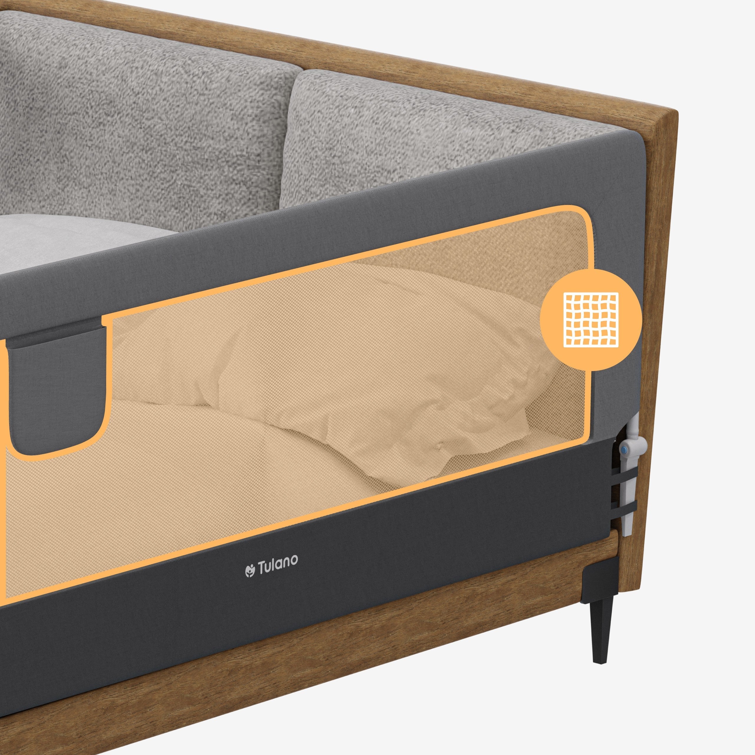 OUTLET Barierka ochronna do łóżko 200cm Tulano Cover 30 Grey