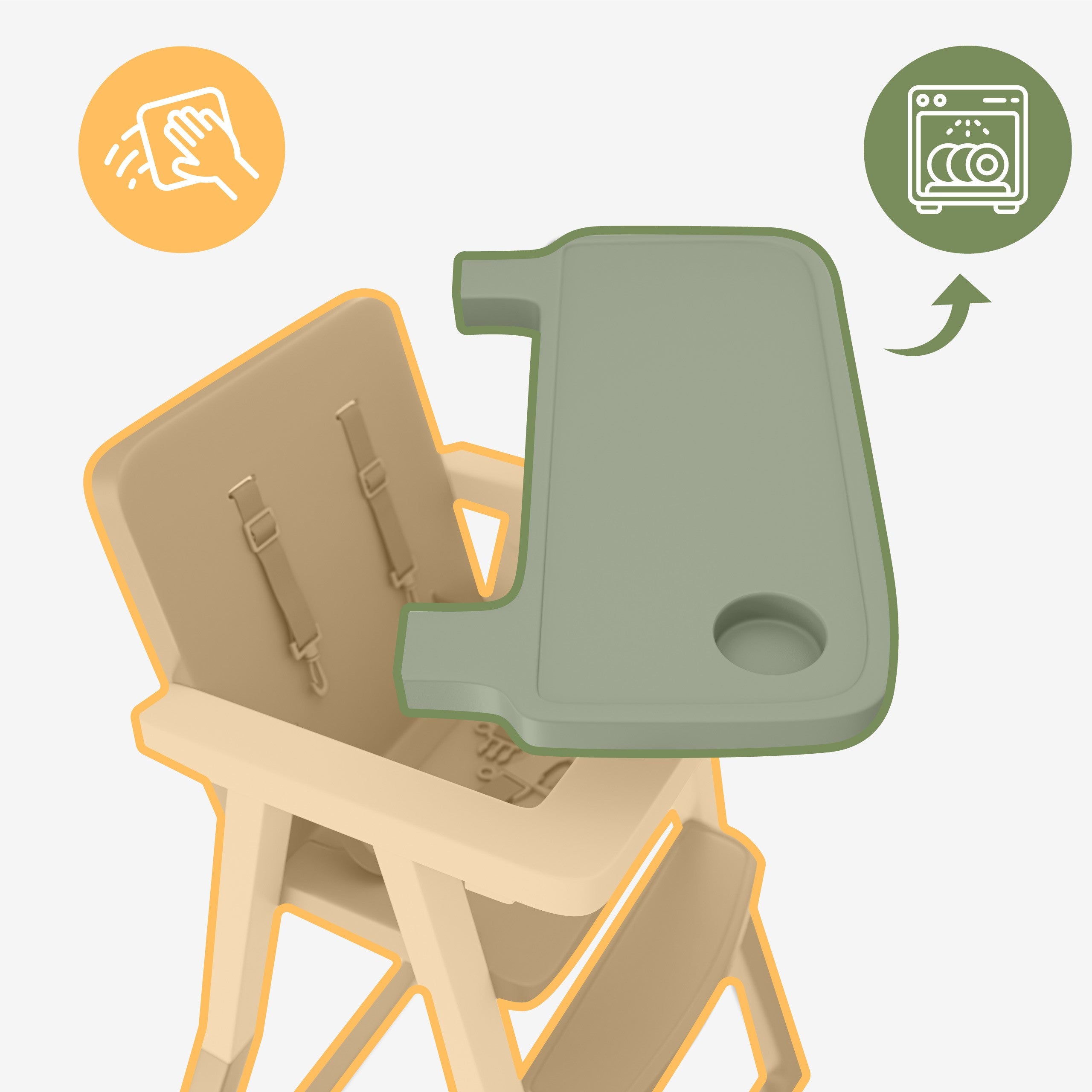 Krzesełko do karmienia plastikowe Tulano Morsel 25 Grey White