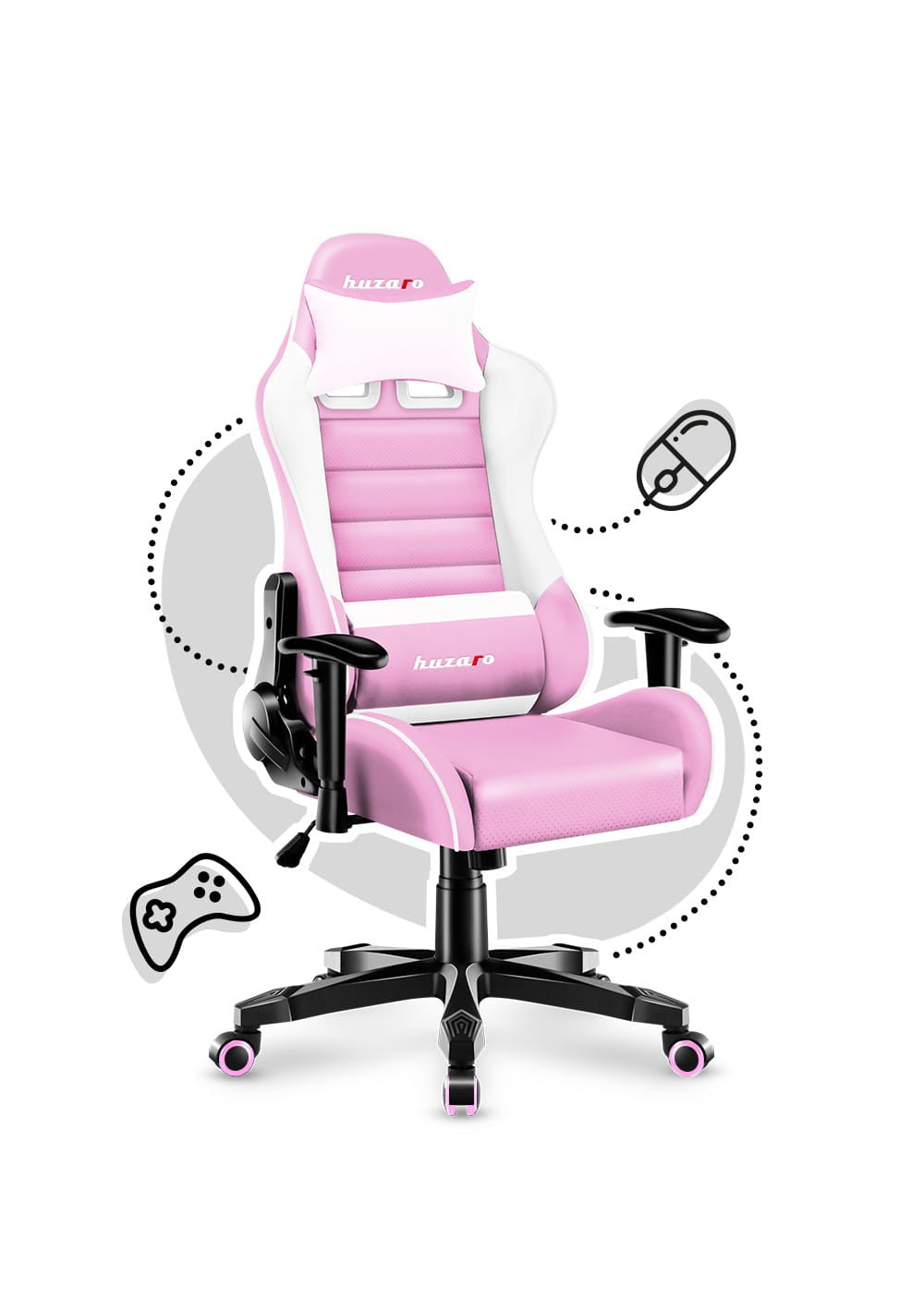 OUTLET Fotel Gamingowy dla dziecka HUZARO RANGER 6.0 Pink