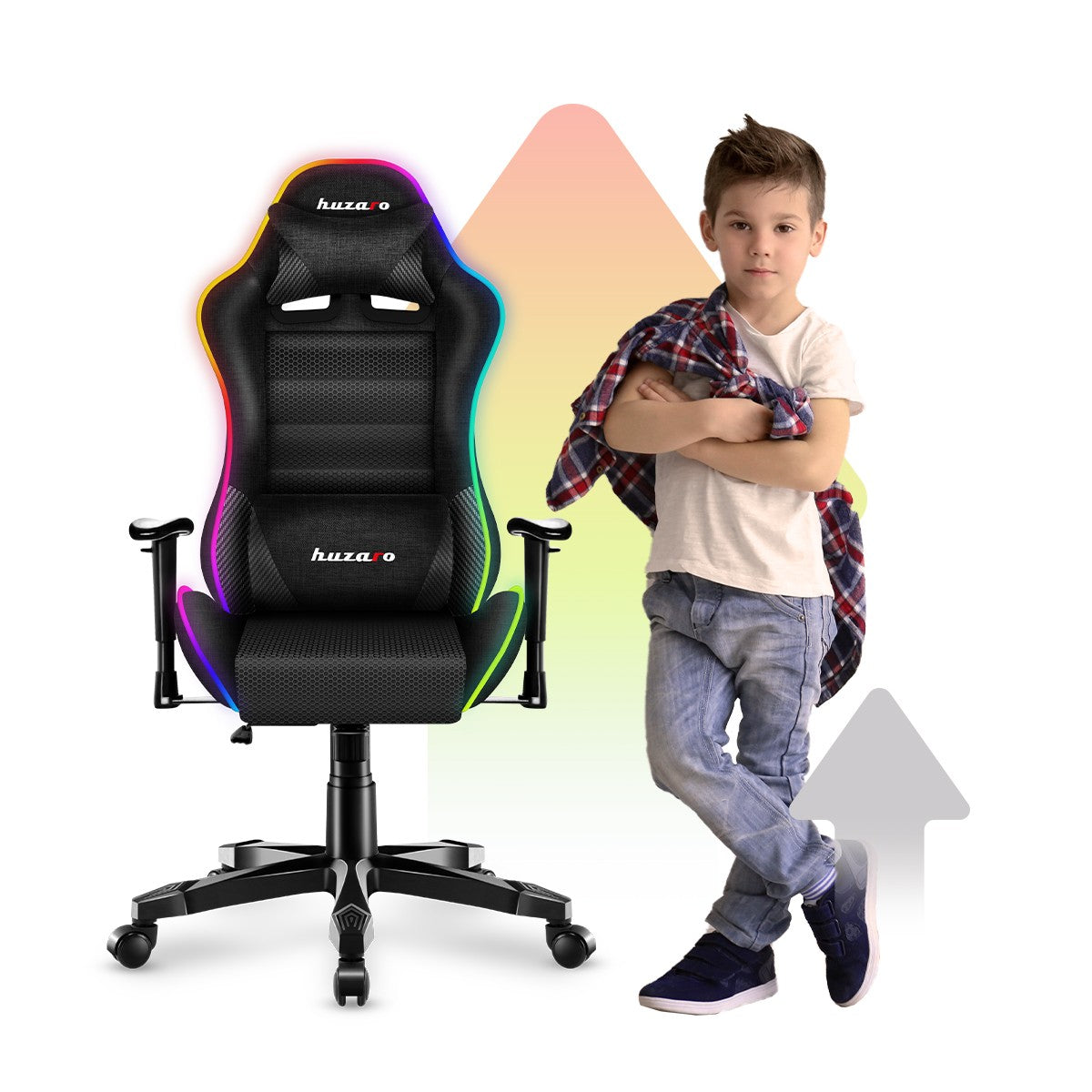 OUTLET Fotel Gamingowy dla dziecka HUZARO RANGER 6.0 RGB Mesh