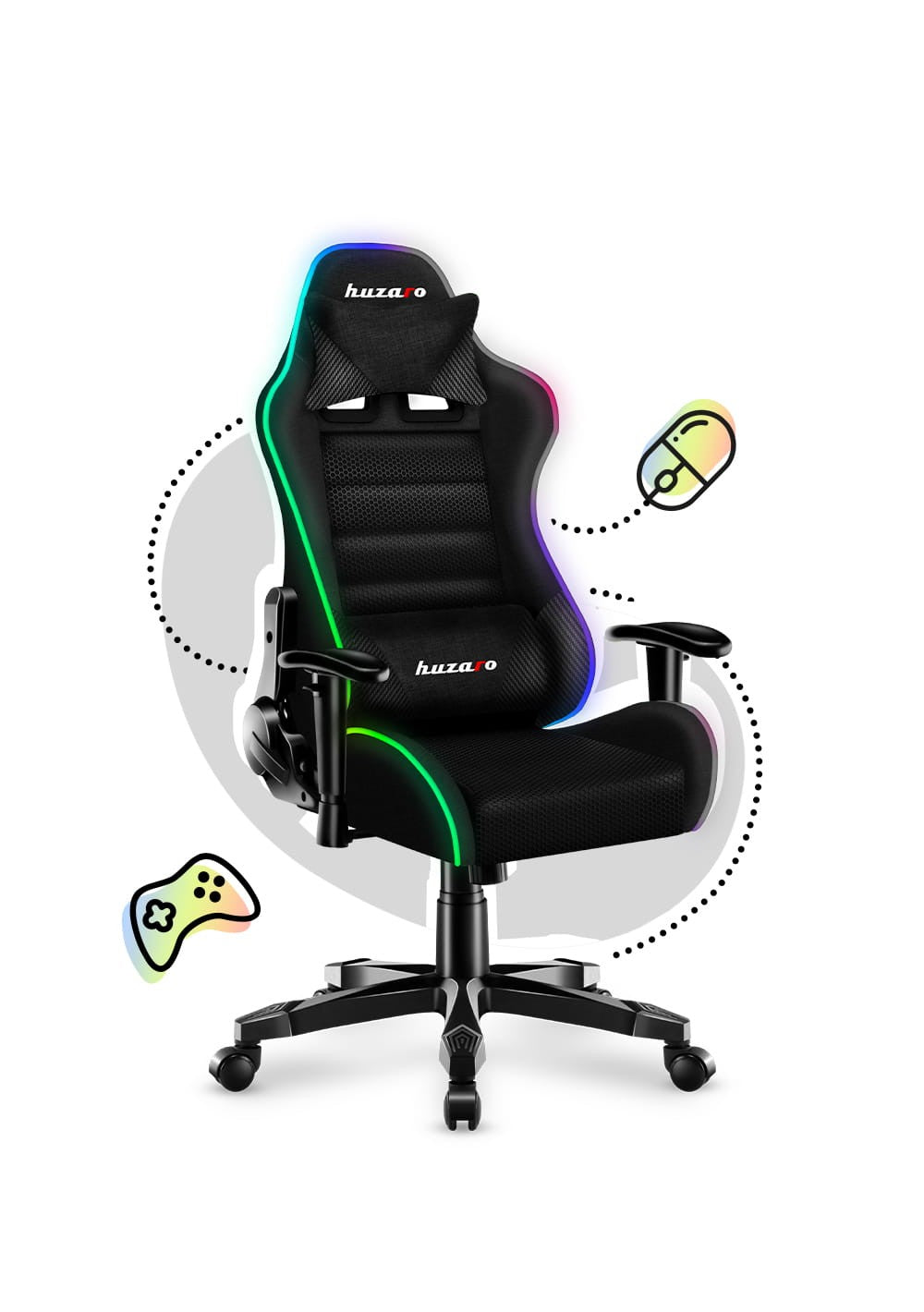 OUTLET Fotel Gamingowy dla dziecka HUZARO RANGER 6.0 RGB Mesh