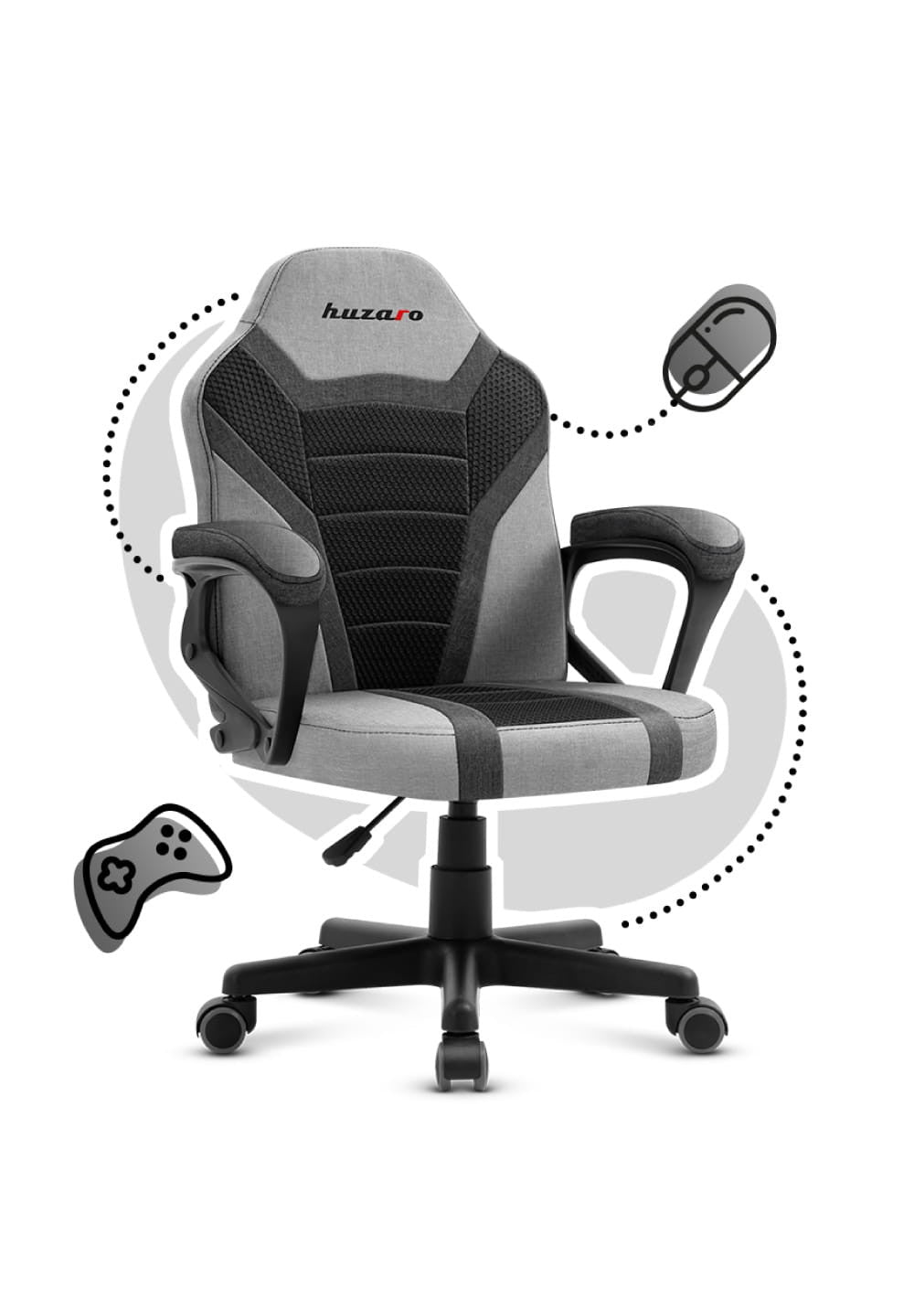 OUTLET Fotel Gamingowy dla dziecka HUZARO RANGER 1.0 Grey Mesh