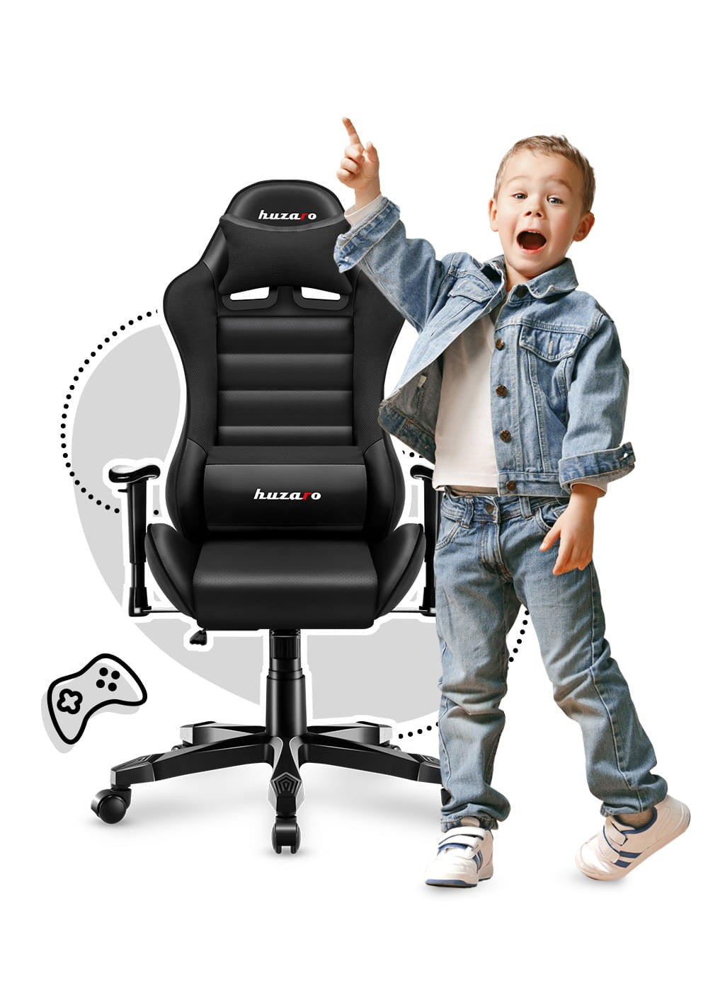 OUTLET Fotel Gamingowy dla dziecka HUZARO RANGER 6.0 Black