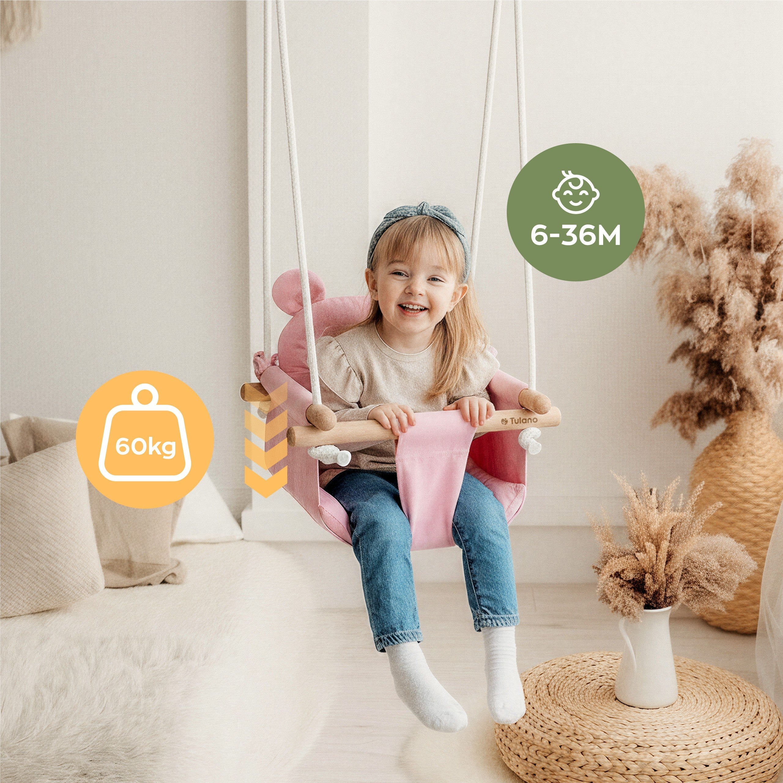 OUTLET Huśtawka dla dzieci TULANO Hop 30 Pink