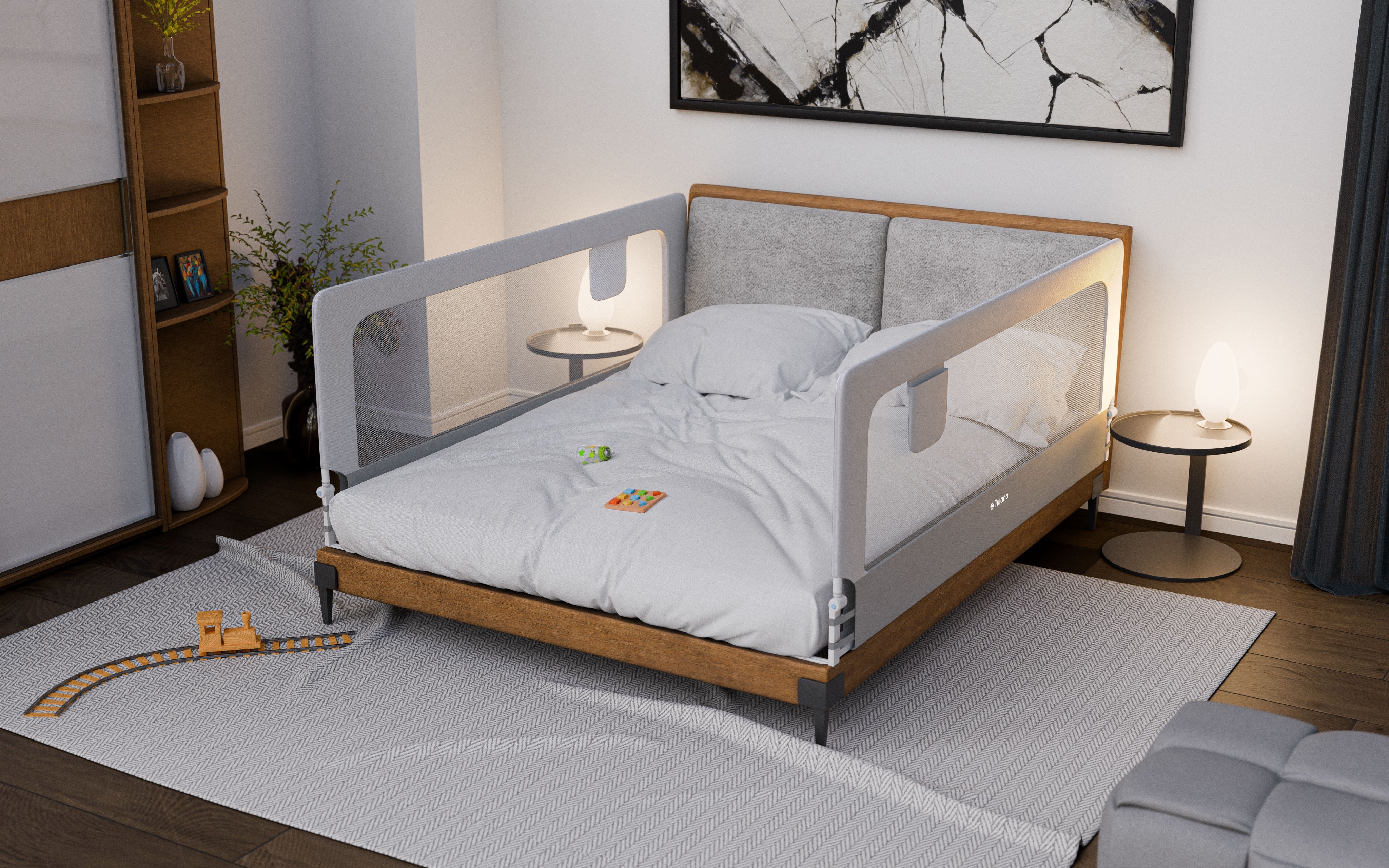 OUTLET Barierka ochronna do łóżko 200cm Tulano Cover 30 White-Grey