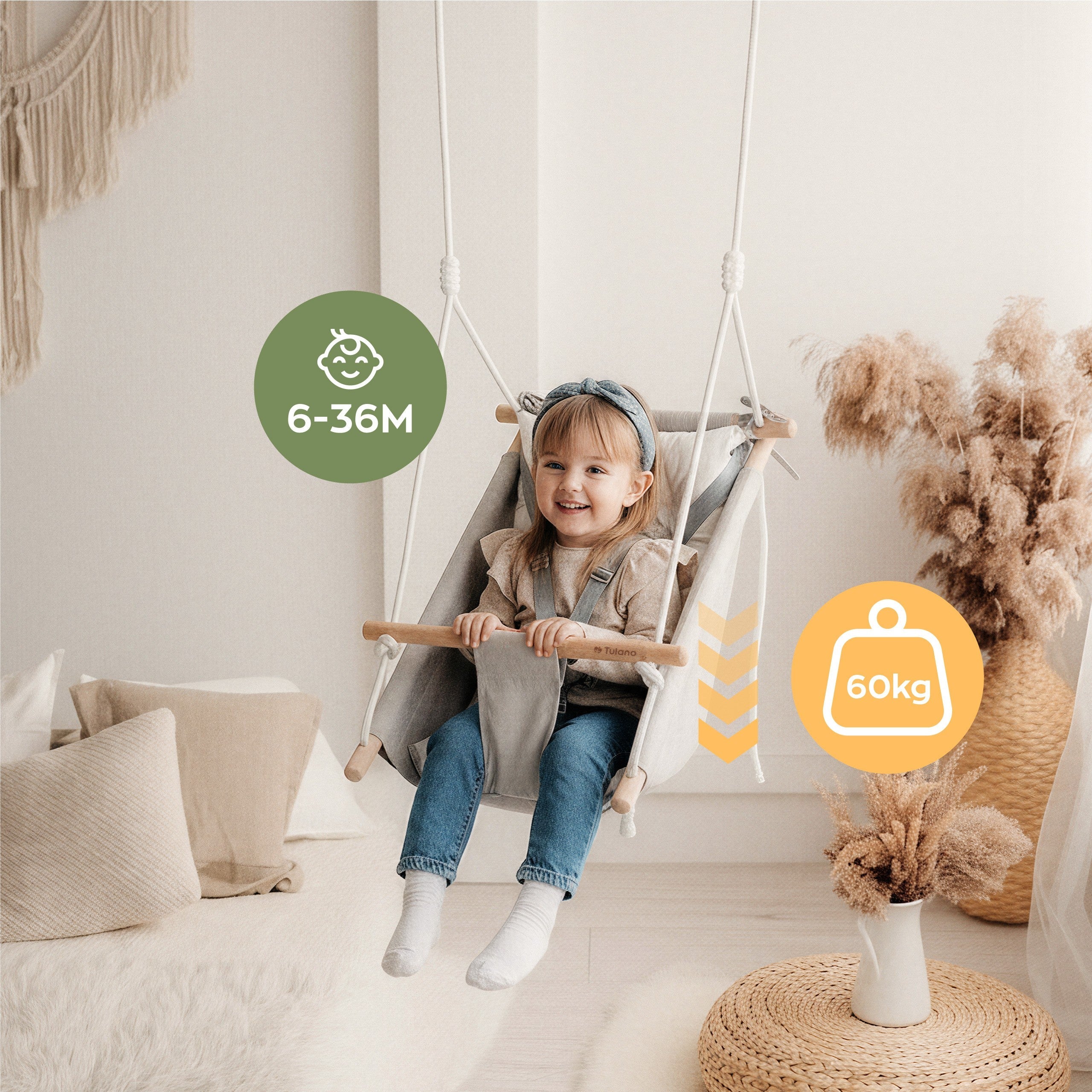 OUTLET Kołysko-huśtawka dla dzieci TULANO Hop 40 Grey-White