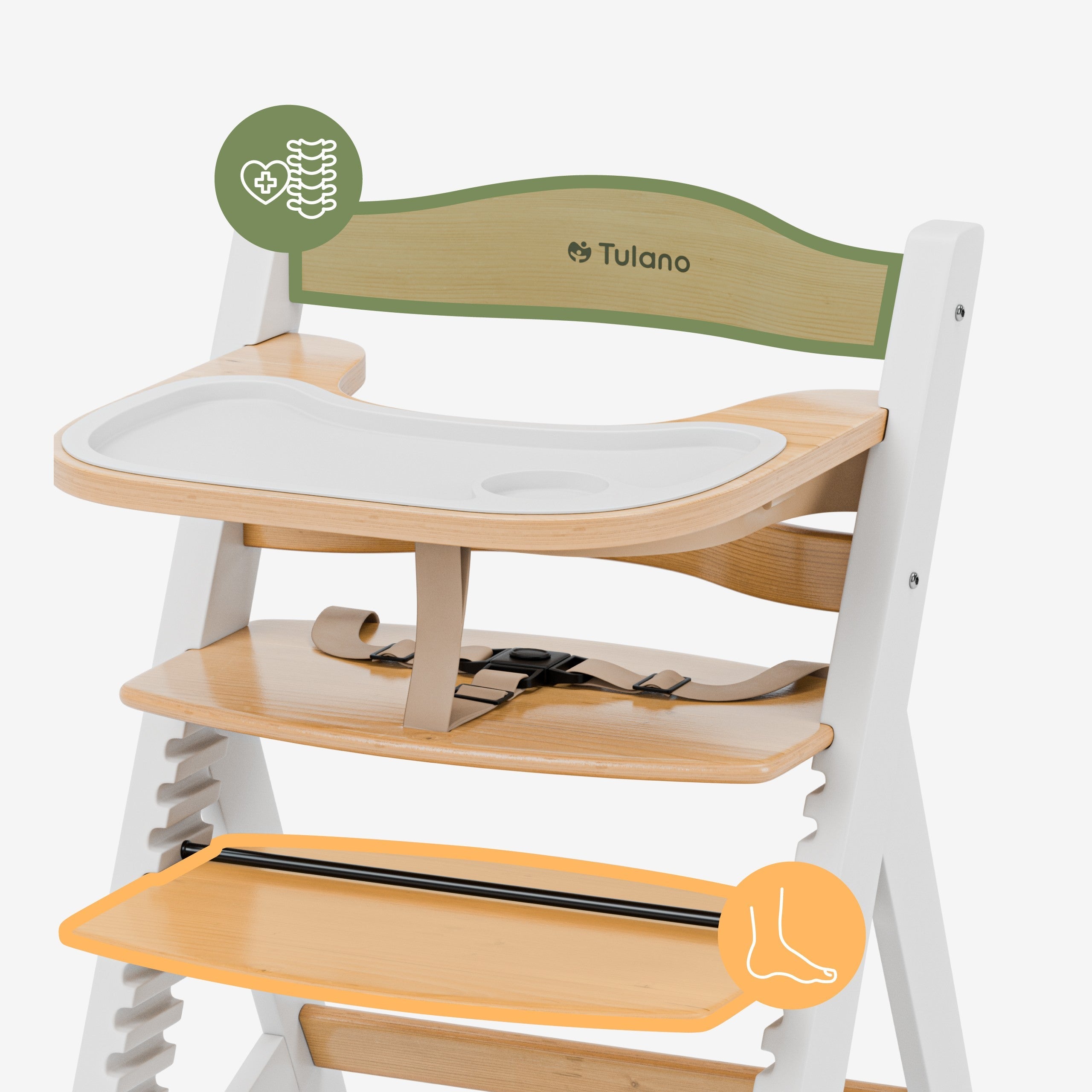 OUTLET Krzesełko do karmienia drewniane Tulano Morsel 40 White-Natural