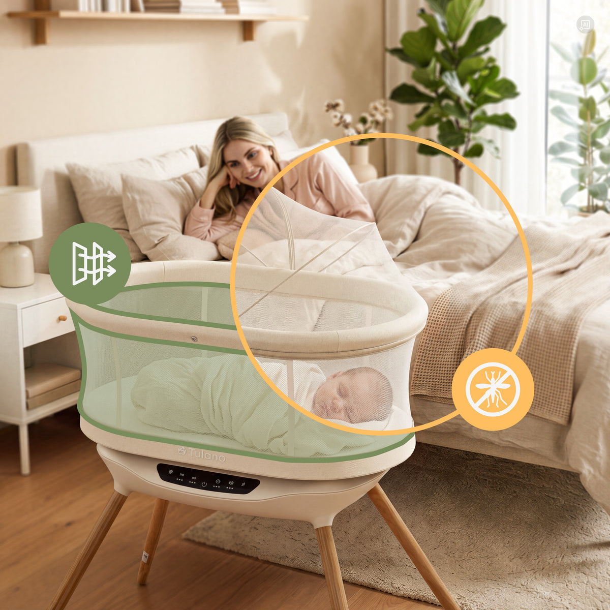 Łóżeczko dziecięce kołyska Tulano Dream 60 Beige
