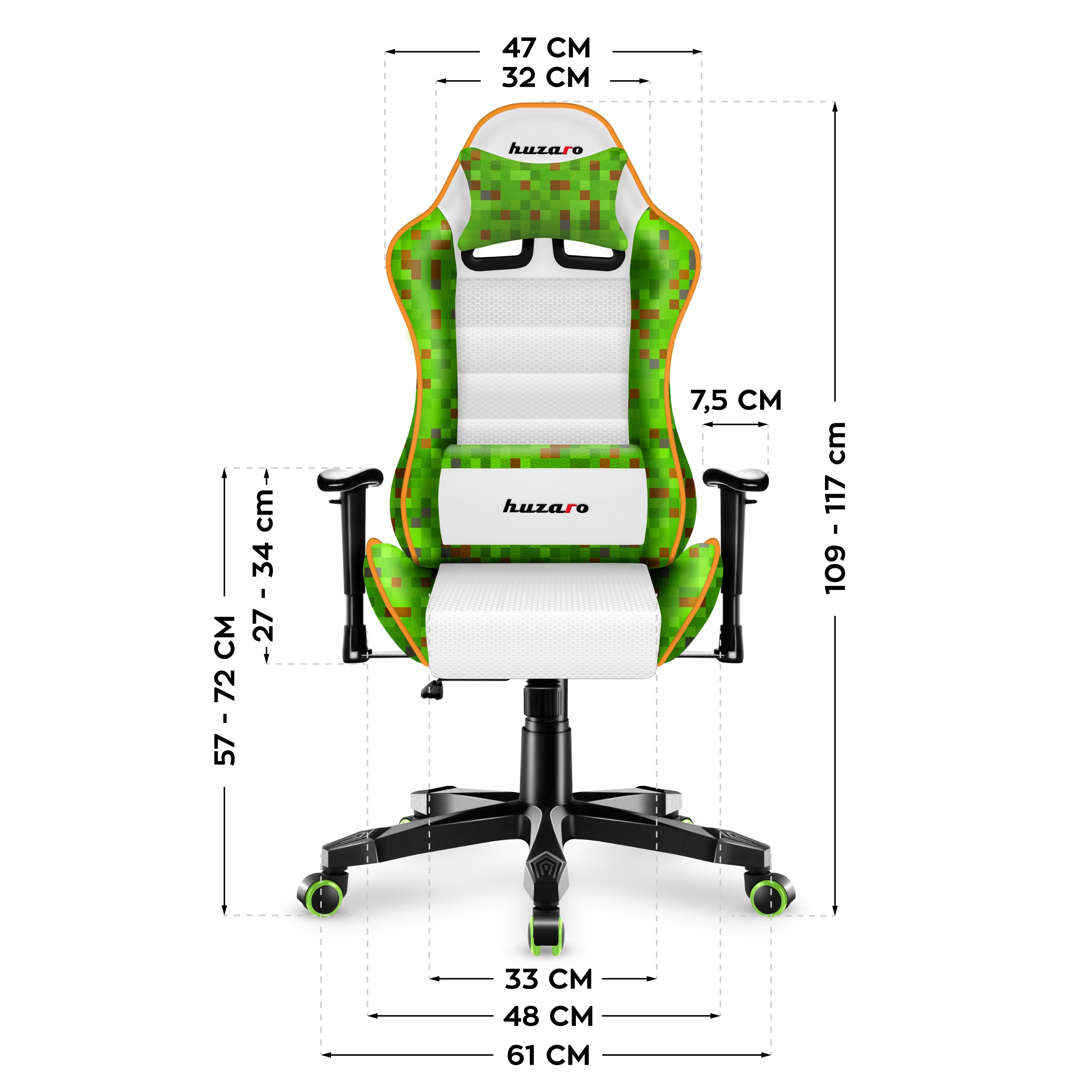 Fotel gamingowy dla dziecka Huzaro Ranger 6.0 Pixel White