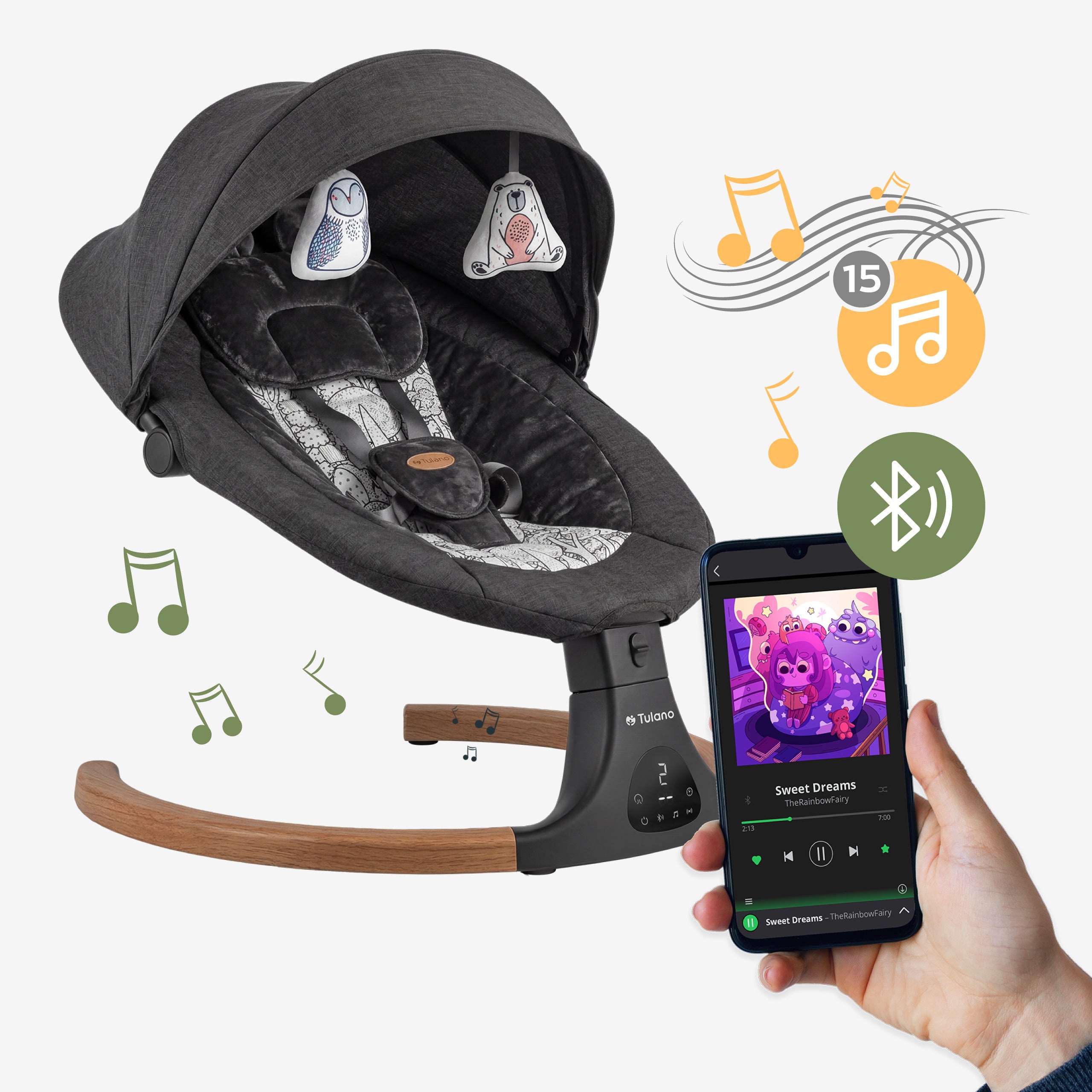 Bujaczek leżaczek elektroniczny Tulano Astrid 35 Graphite