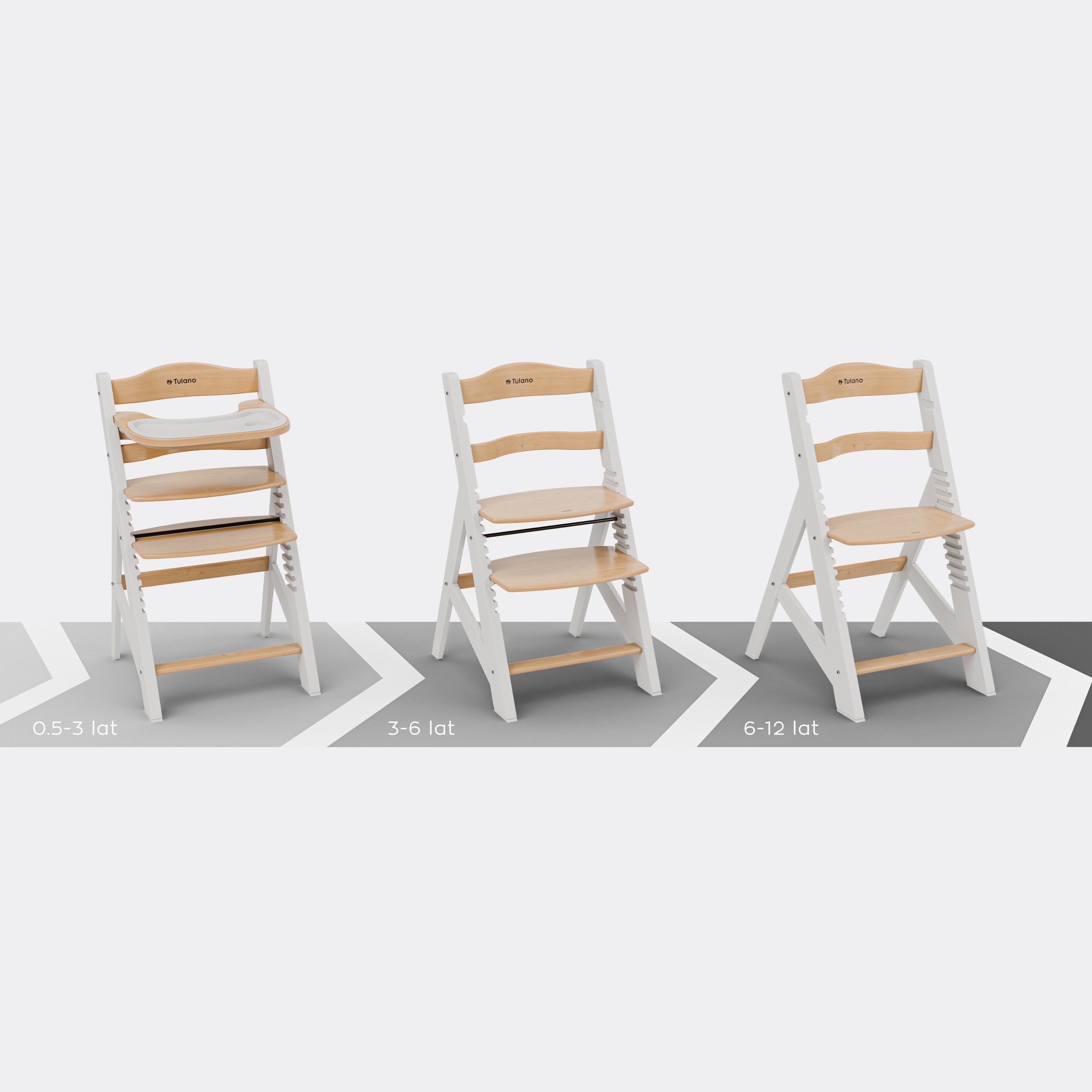 Krzesełko do karmienia drewniane Tulano Morsel 40 White-Natural