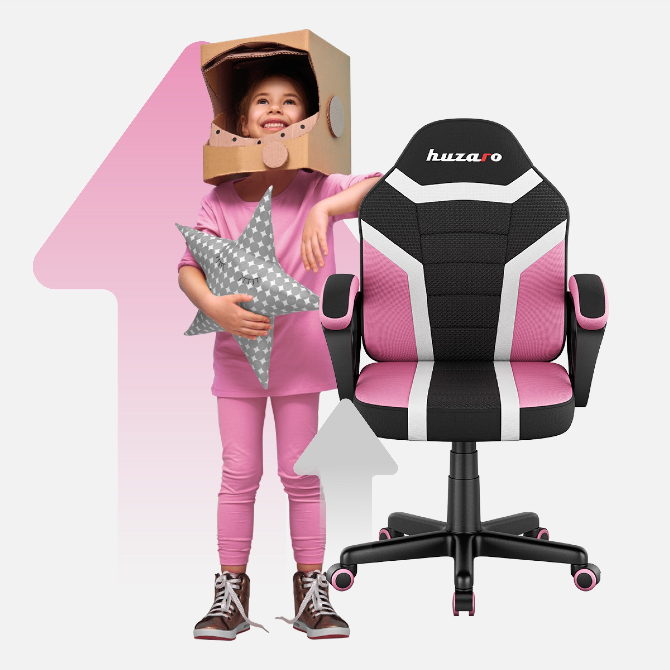 OUTLET Fotel Gamingowy dla dziecka HUZARO RANGER 1.0 Pink Mesh