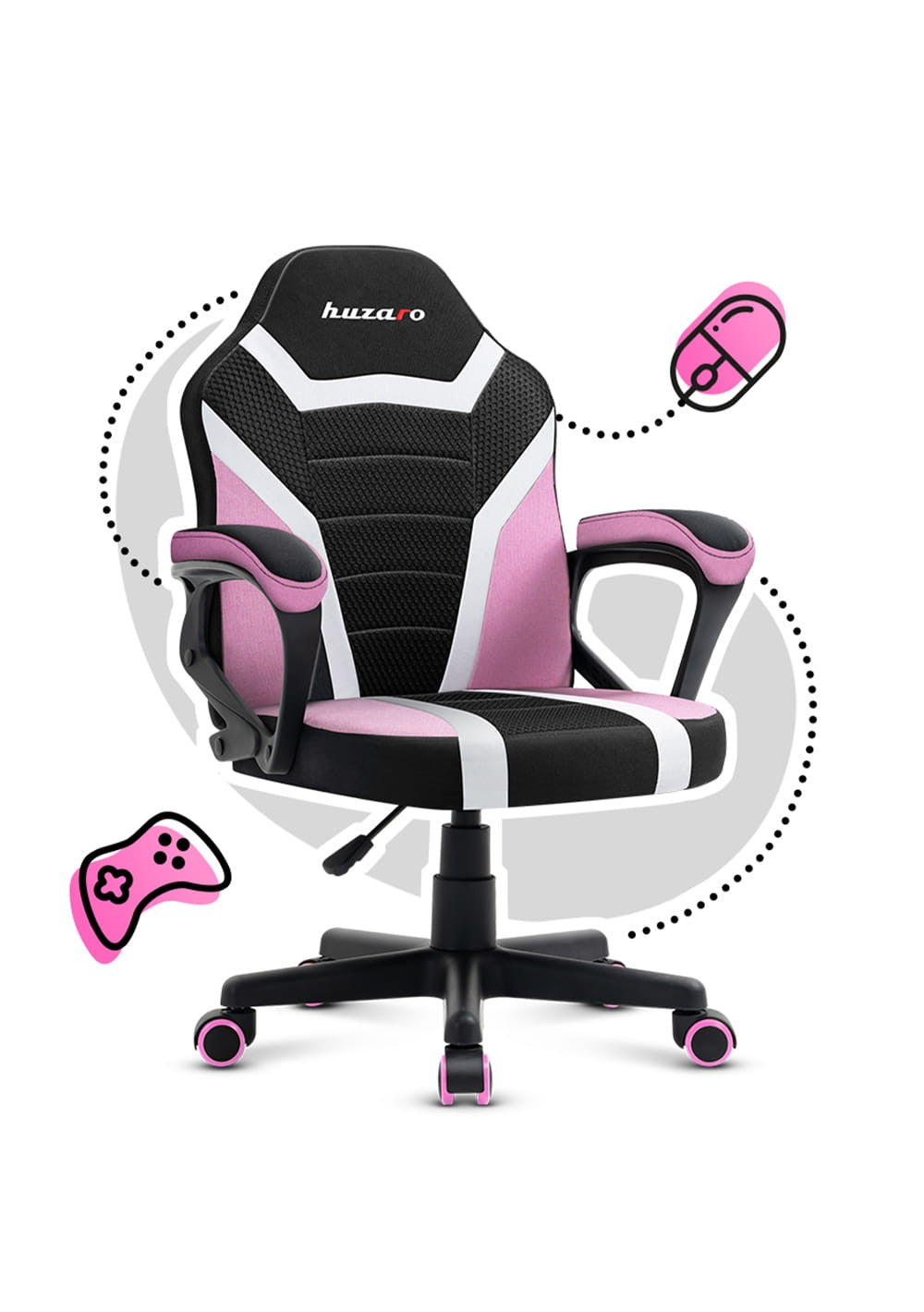 OUTLET Fotel Gamingowy dla dziecka HUZARO RANGER 1.0 Pink Mesh