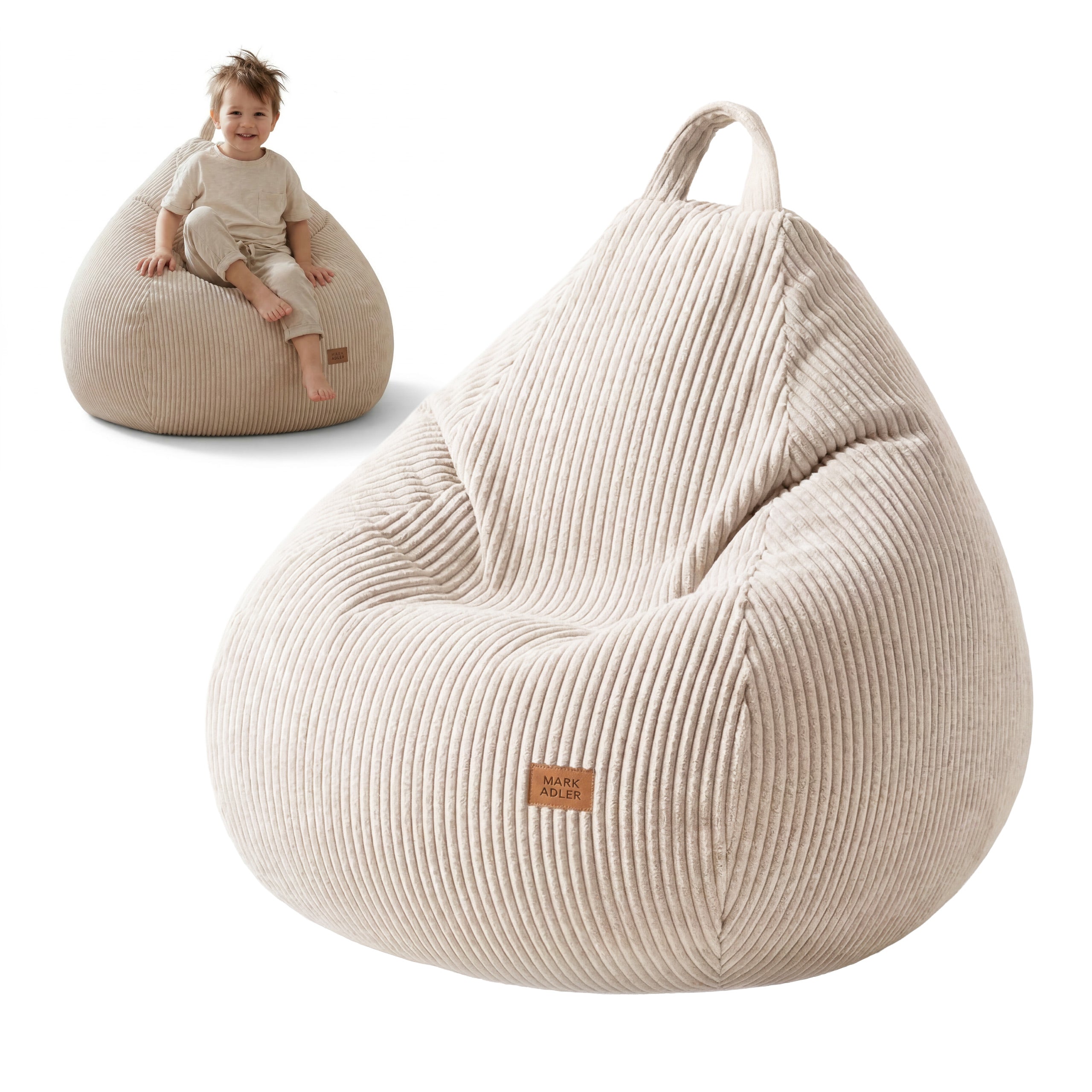 Sztruksowa pufa worek beżowa Mark Adler Comfy 1.0 Beige