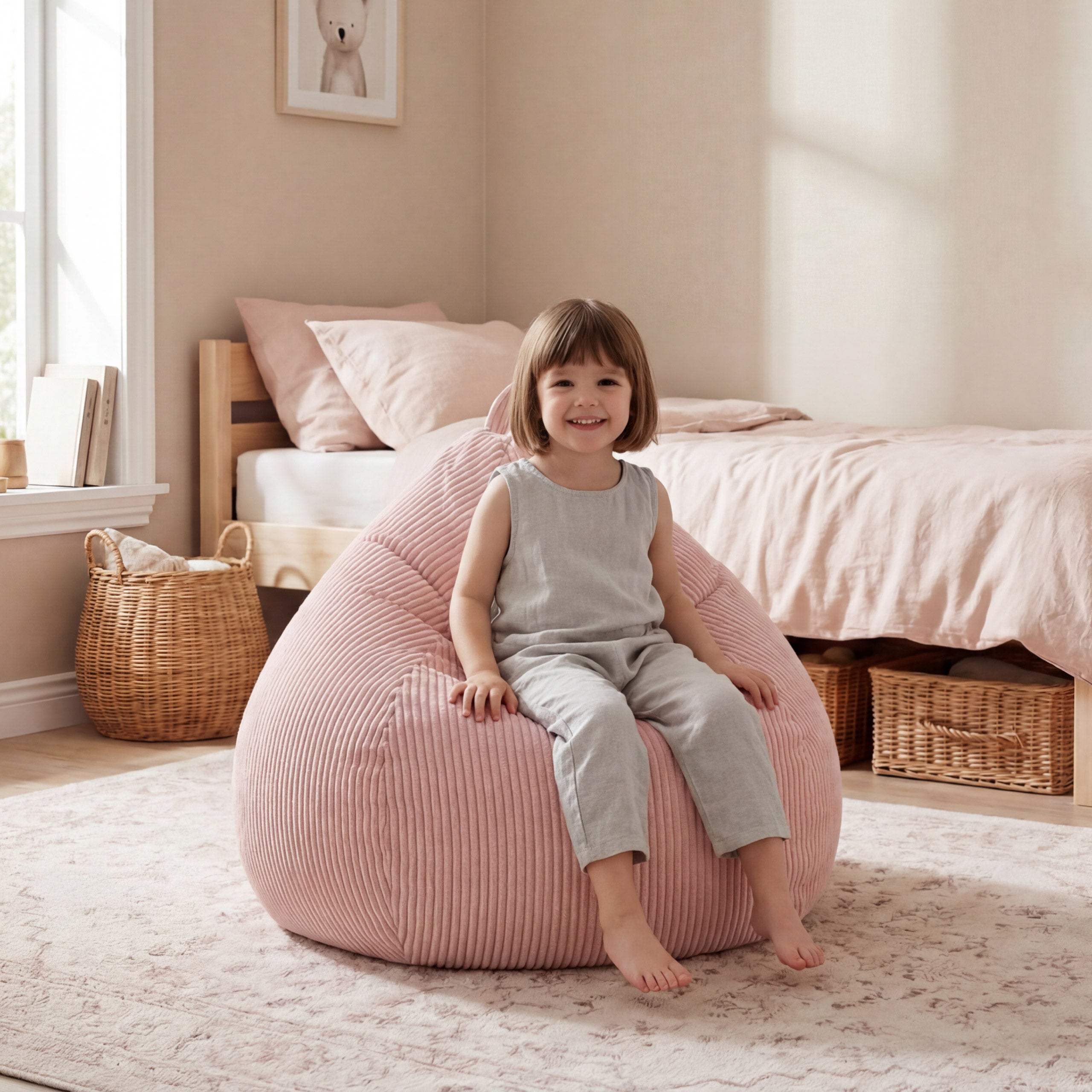 Sztruksowa pufa worek szara Mark Adler Comfy 1.0 Pink