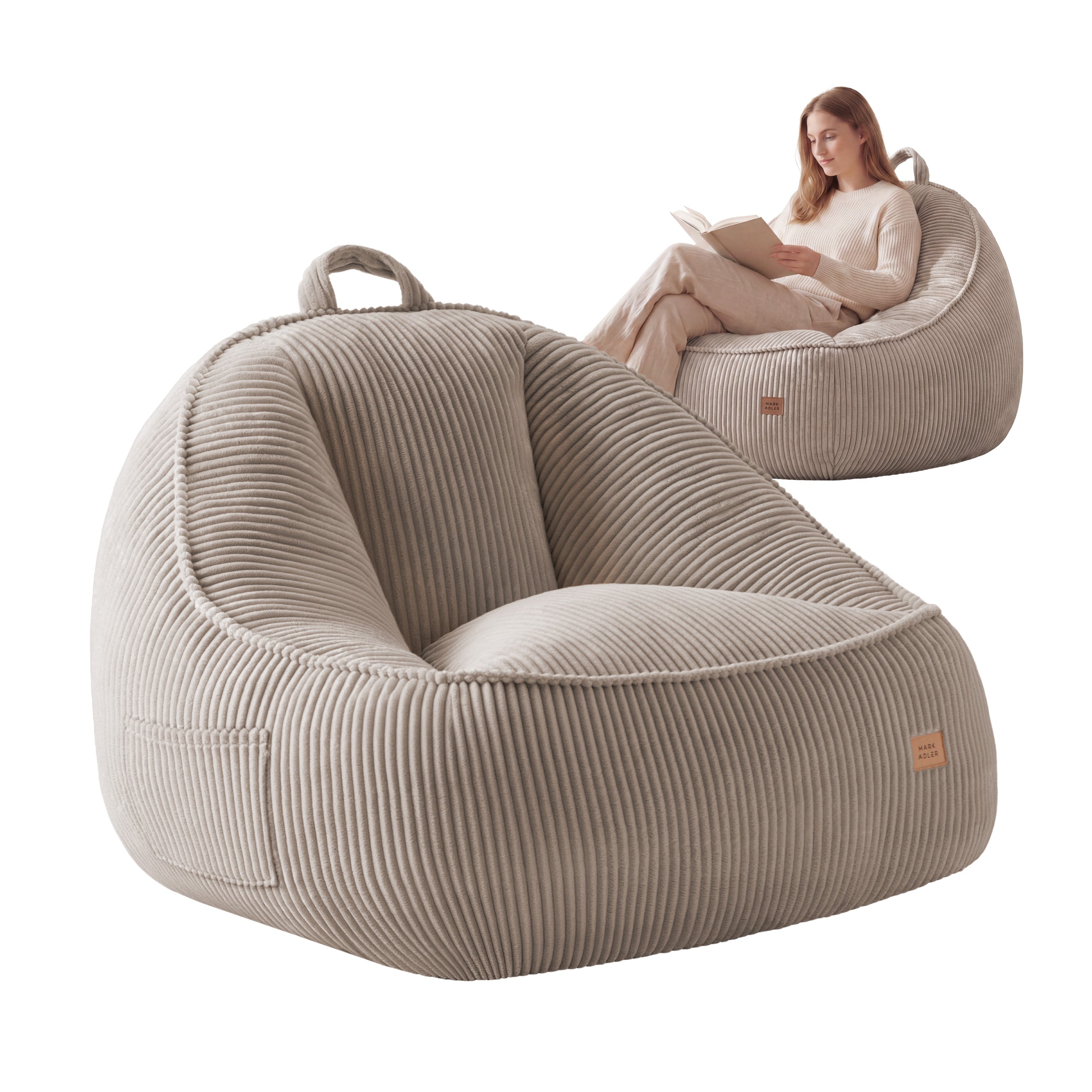Fotel pufa z oparciem sztruksowa Mark Adler Comfy 4.0 Taupe