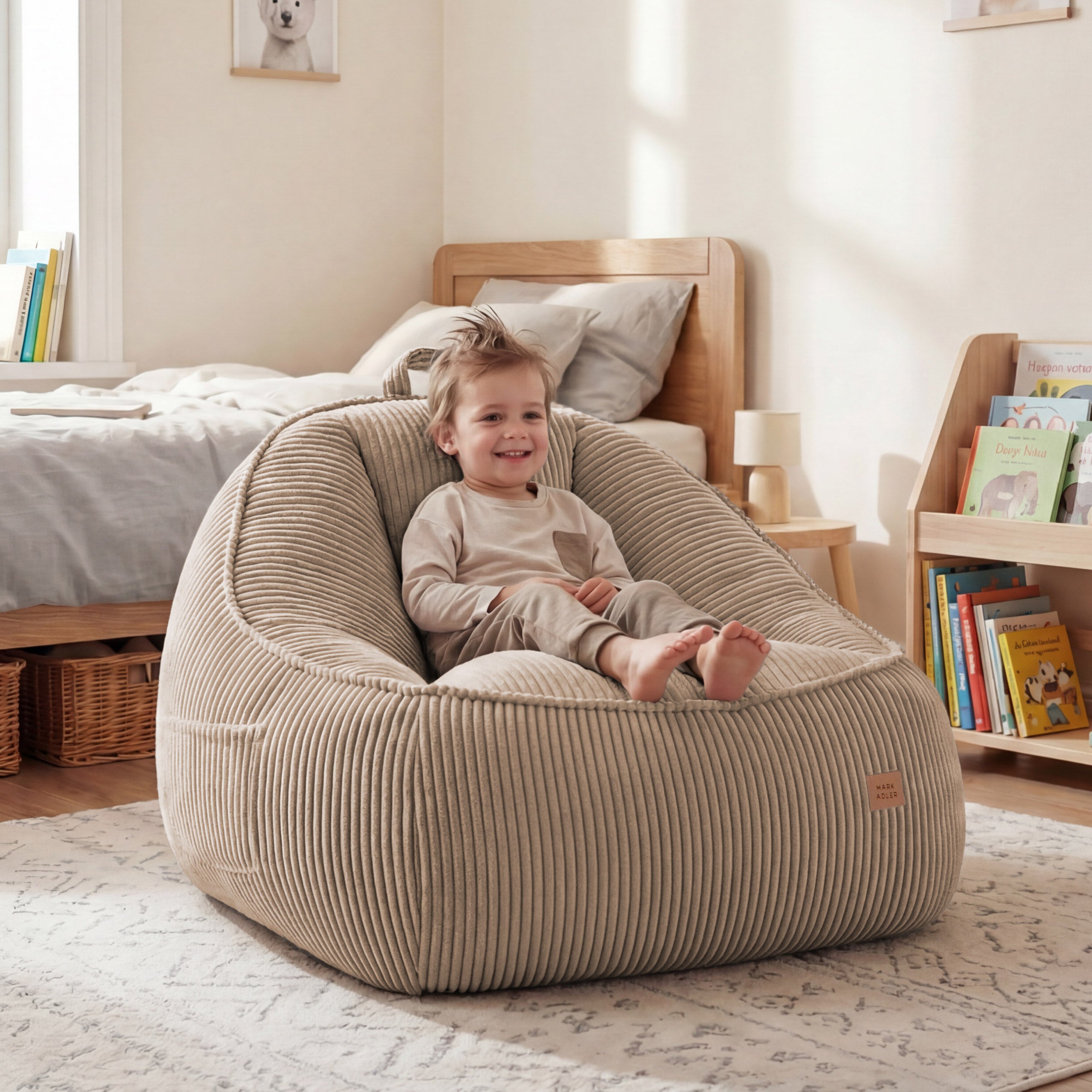 Fotel pufa z oparciem sztruksowa Mark Adler Comfy 4.0 Taupe