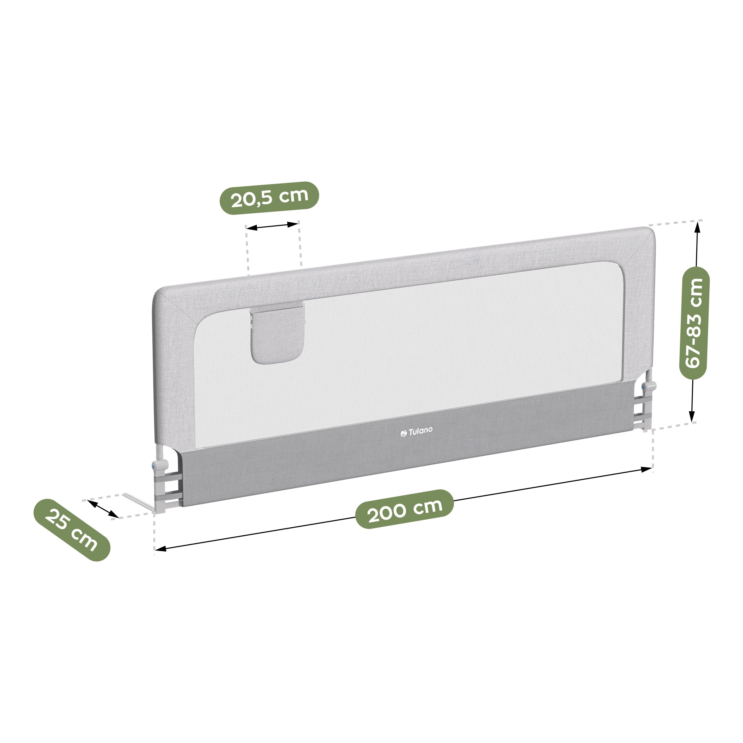 Barierka ochronna do łóżka 200cm Tulano Cover 30 White-Grey