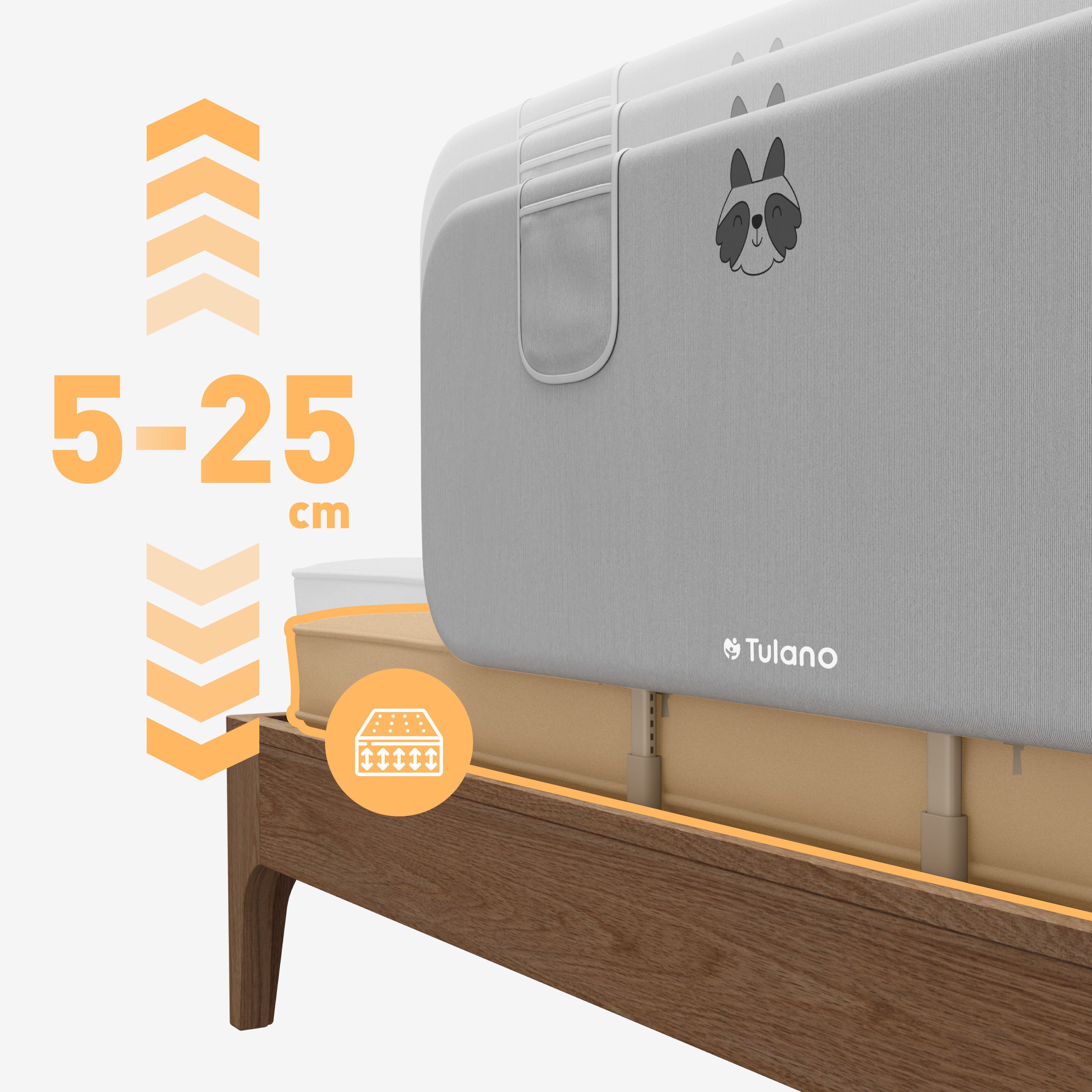 Barierka ochronna na łóżko 120cm Cover 50 Grey