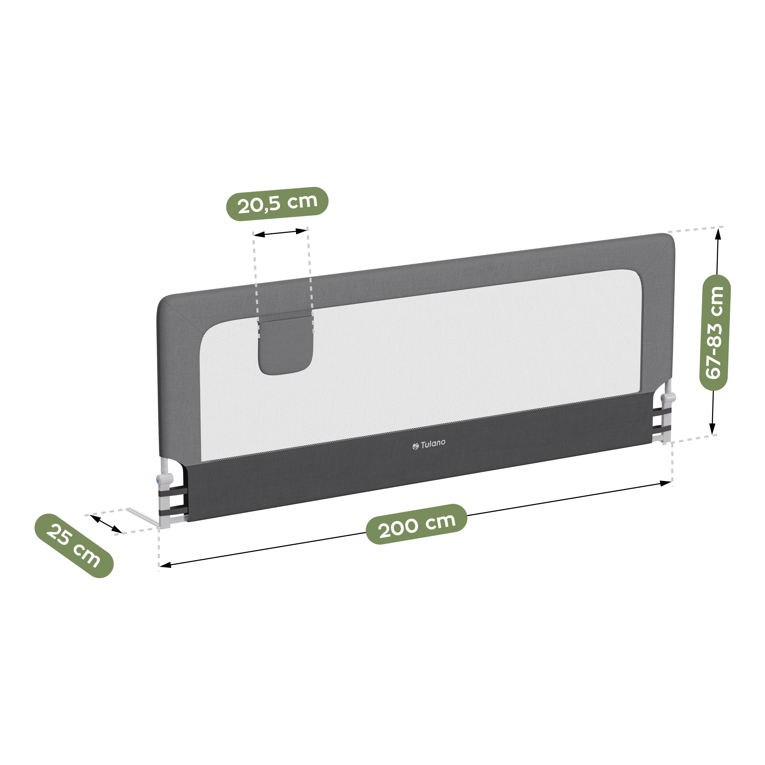 OUTLET Barierka ochronna do łóżko 200cm Tulano Cover 30 Grey