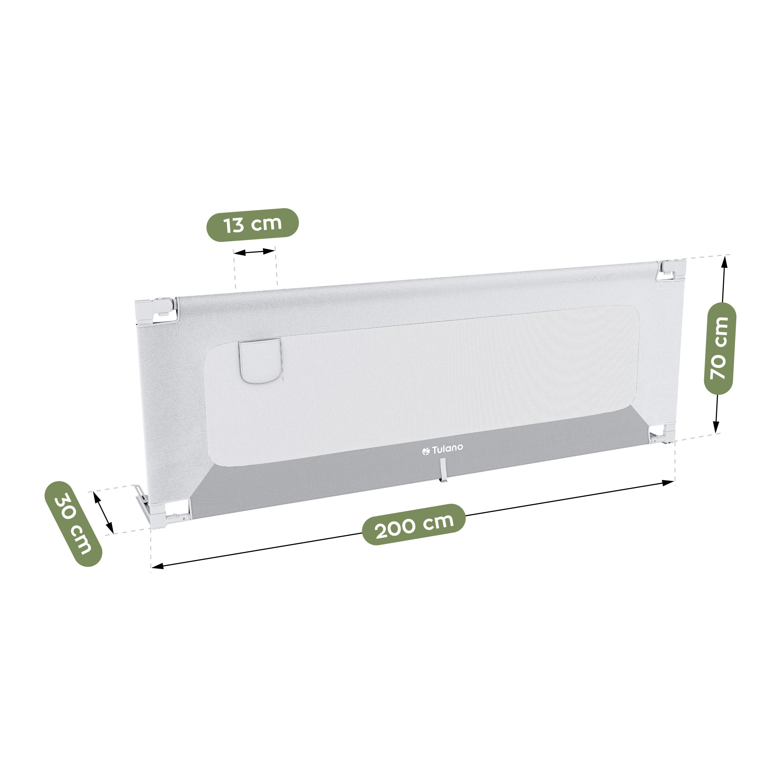 Barierka ochronna na łóżko 200 cm Tulano Cover 40 White-Grey
