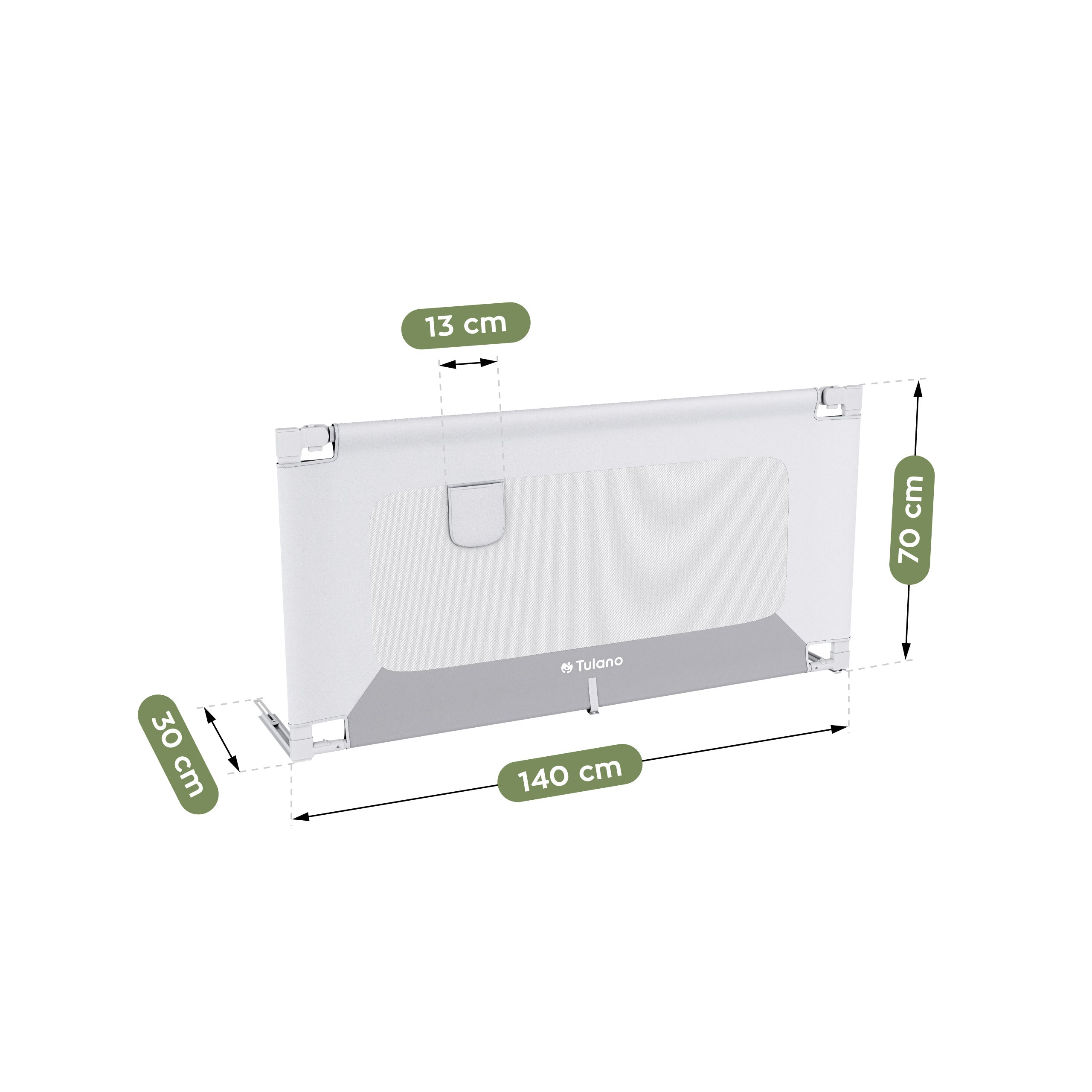 Barierka ochronna do łóżka 140 cm Tulano Cover 44 White-Grey