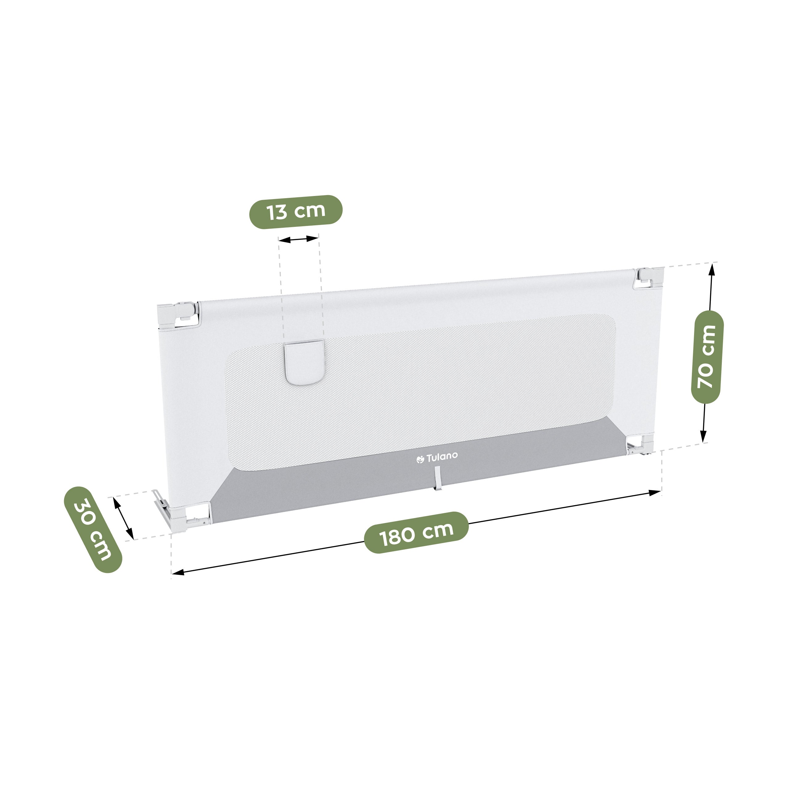 Barierka ochronna na łóżko 180cm Tulano Cover 48 White-Grey
