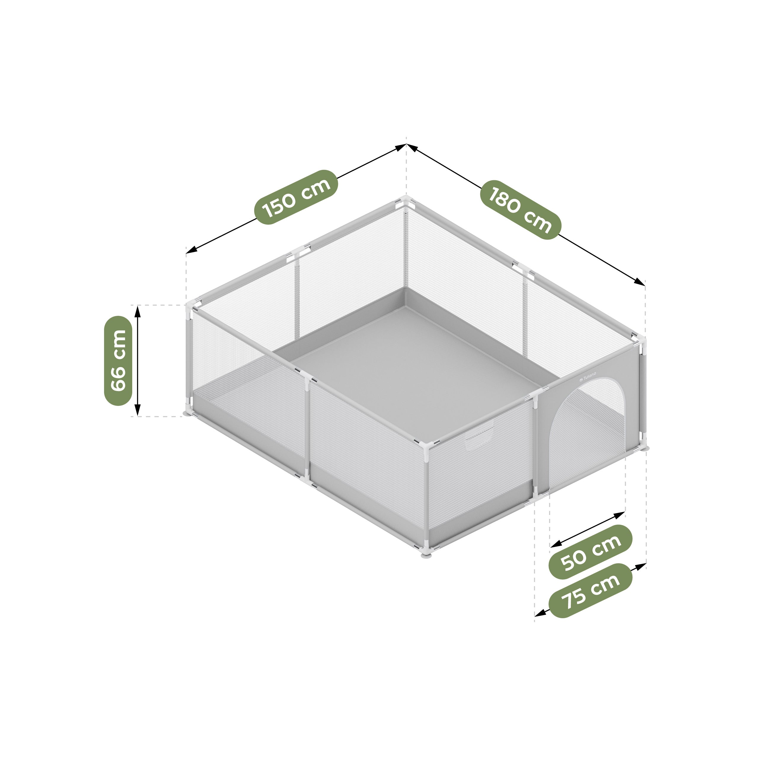 Kojec dziecięcy TULANO Cozy 25 Grey - 150 cm