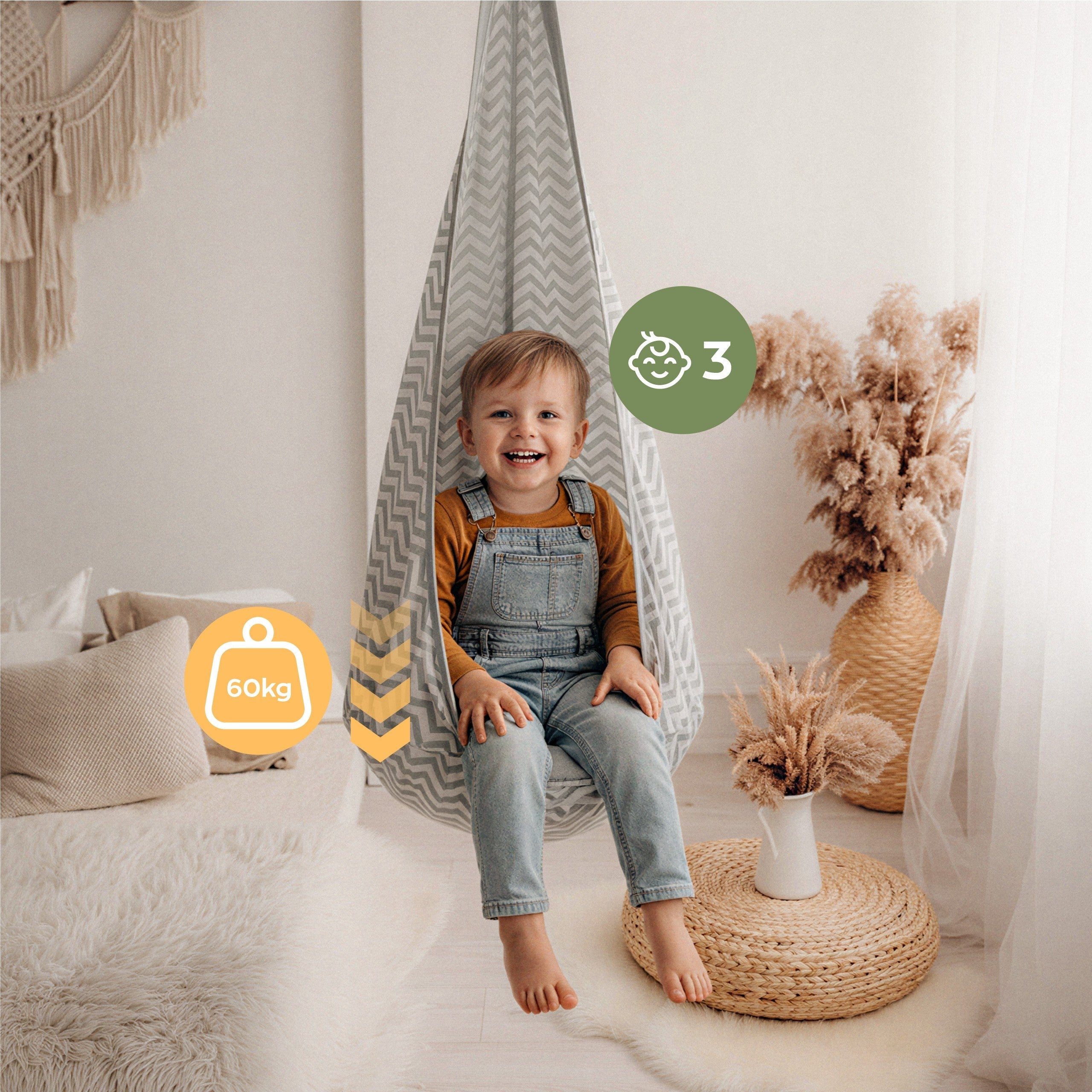 OUTLET Huśtawka kokon dla dzieci Tulano Doppo 20 Grey