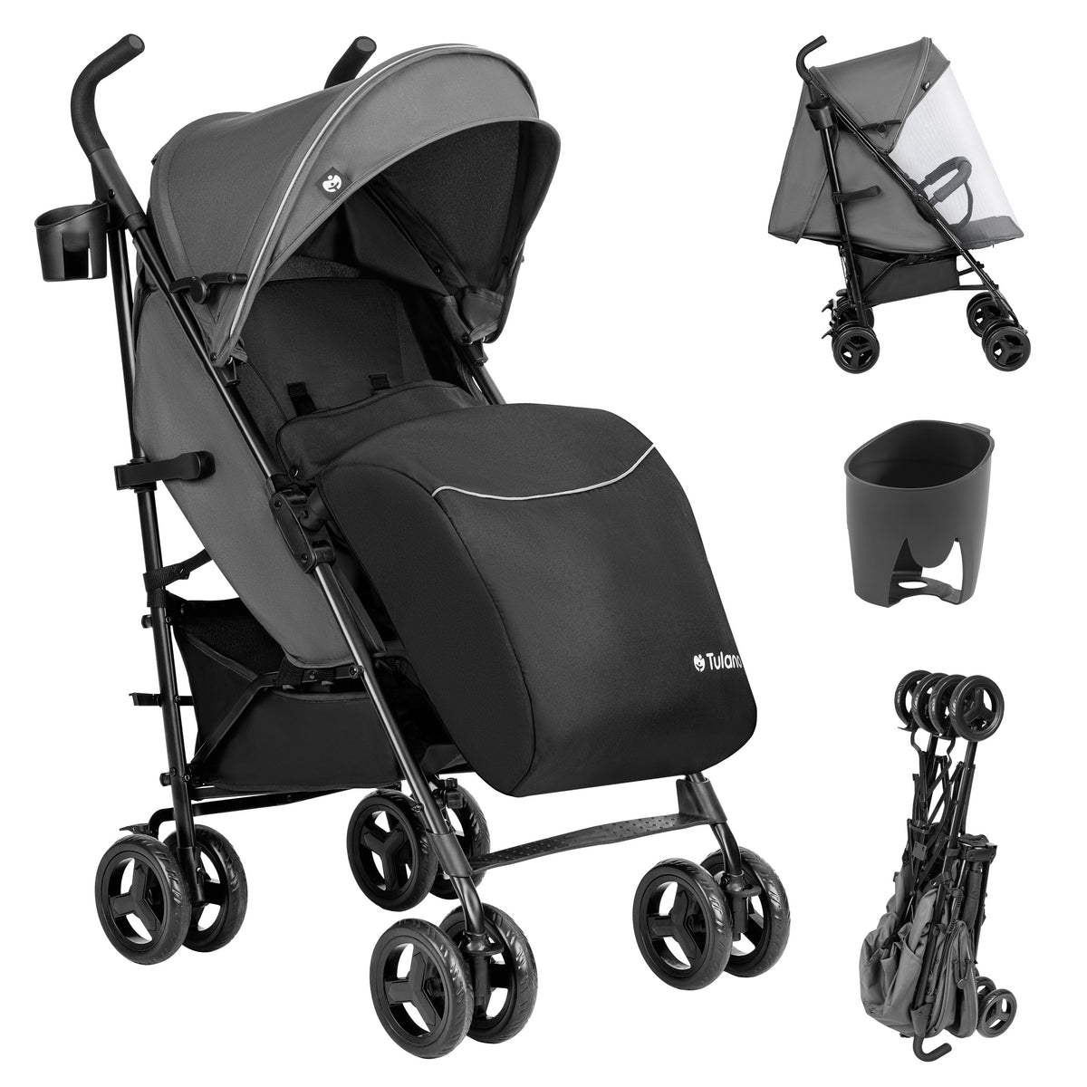 Wózek spacerowy Tulano Davos 35 Grey-Black