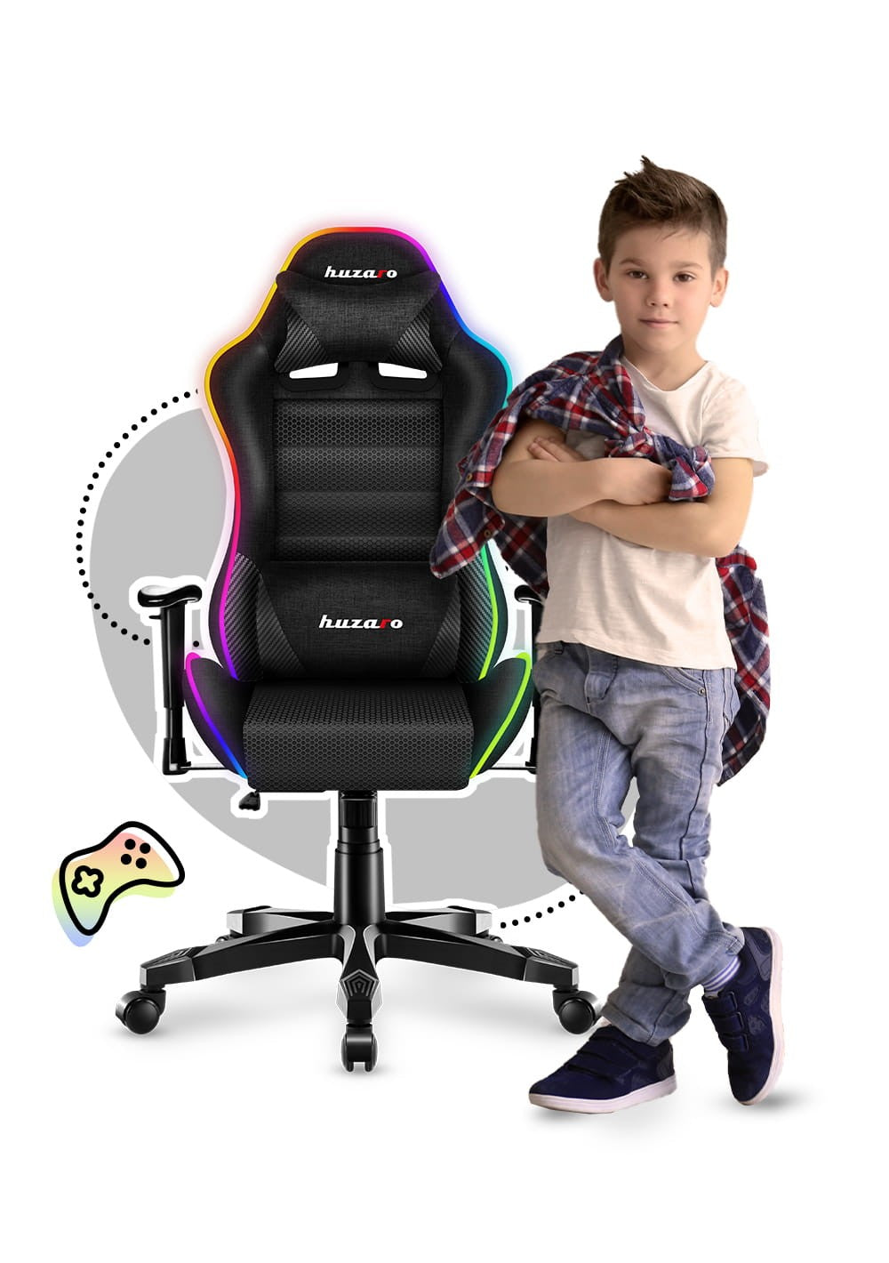 OUTLET Fotel Gamingowy dla dziecka HUZARO RANGER 6.0 RGB Mesh
