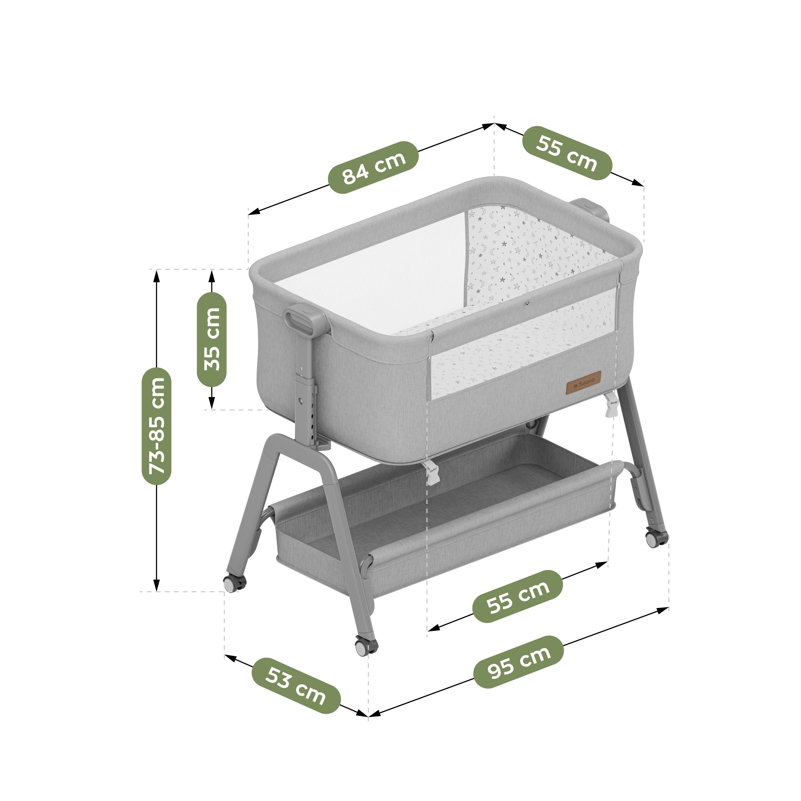Łóżeczko dostawne 3w1 Tulano Dream 50 Light-Grey