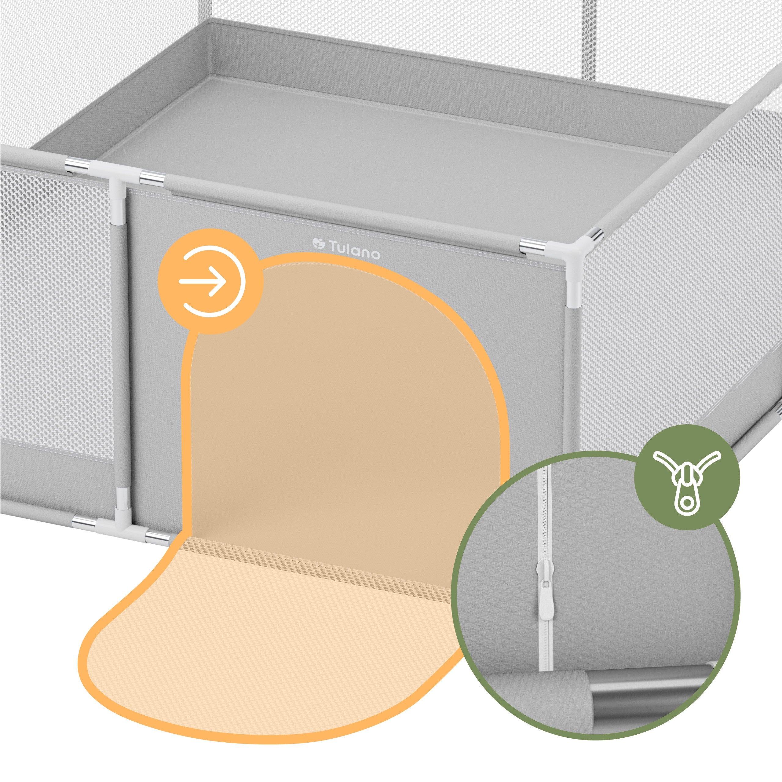 Kojec dziecięcy TULANO Cozy 25 Grey - 150 cm