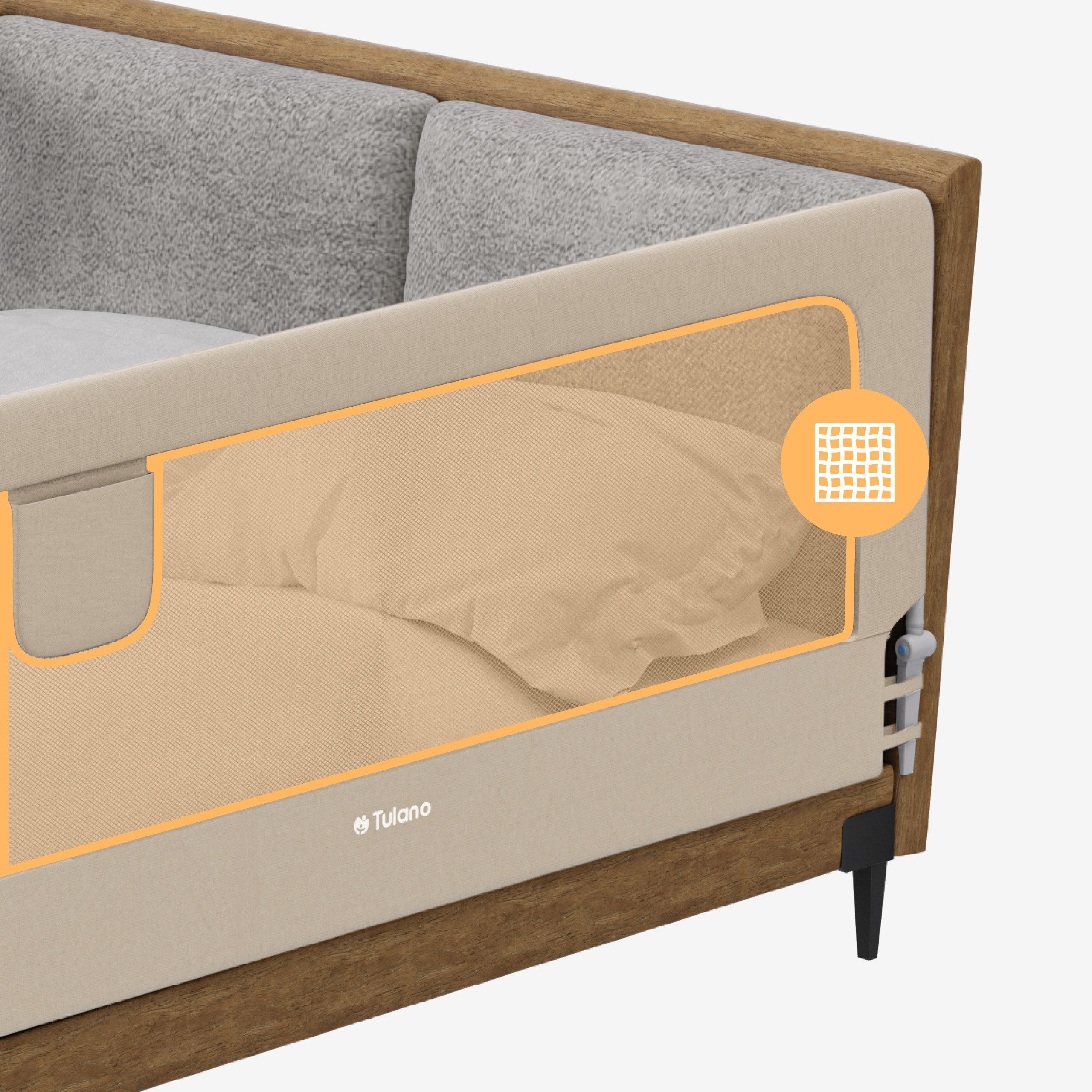 OUTLET Barierka ochronna do łóżko 200cm Tulano Cover 30 Beige