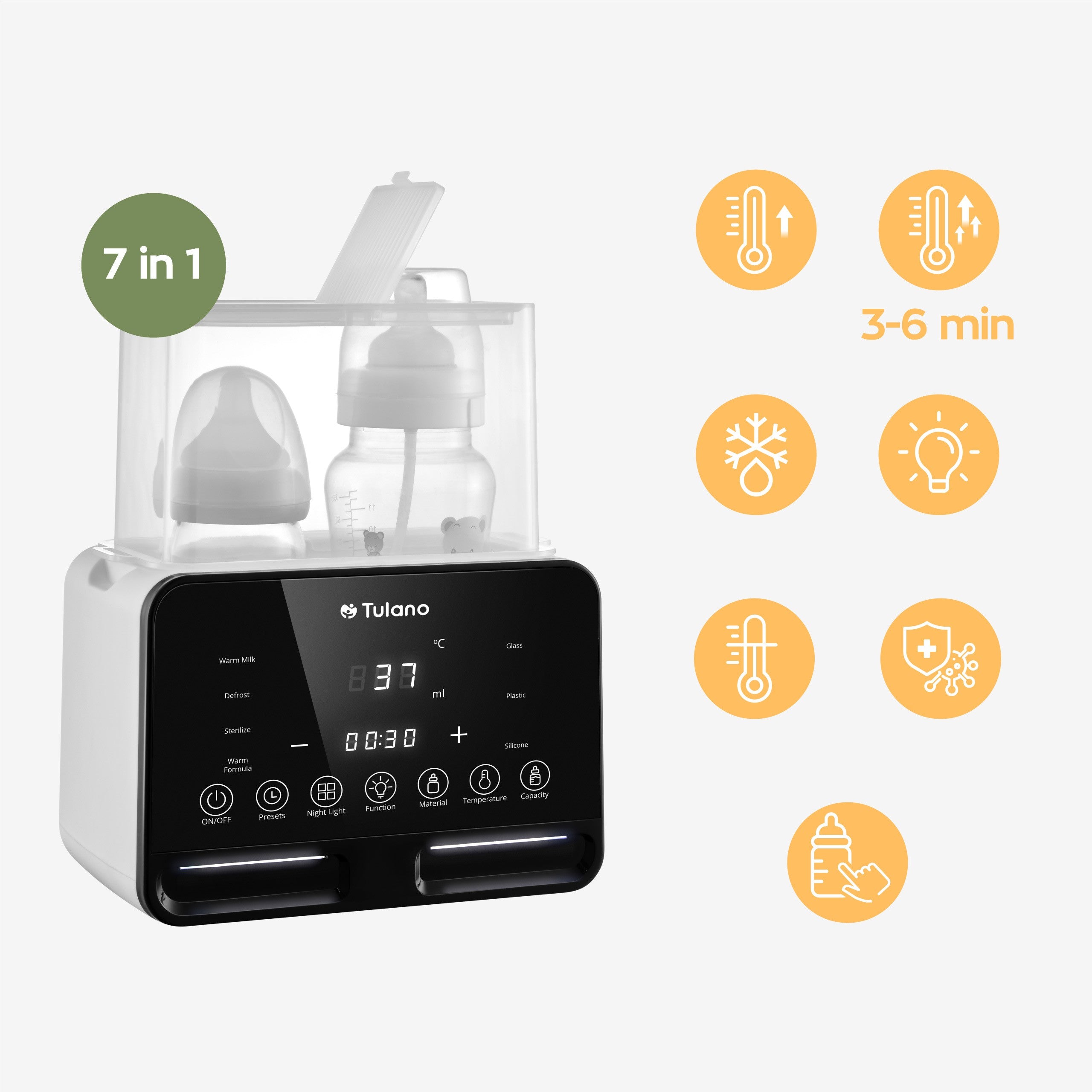 Podwójny podgrzewacz i sterylizator do butelek Tulano Ellie 45