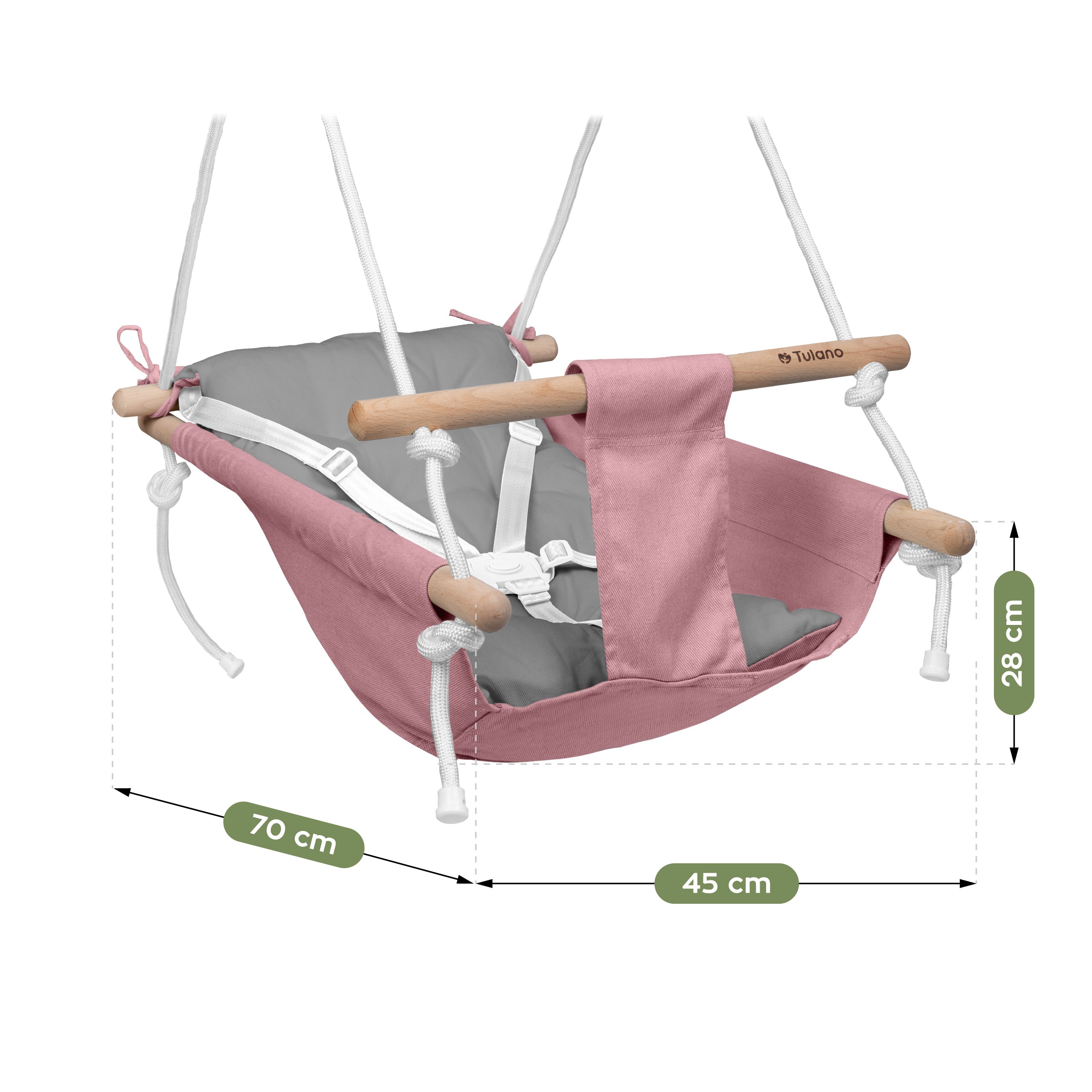 Kołysko-huśtawka dla dzieci TULANO Hop 40 Pink-Grey