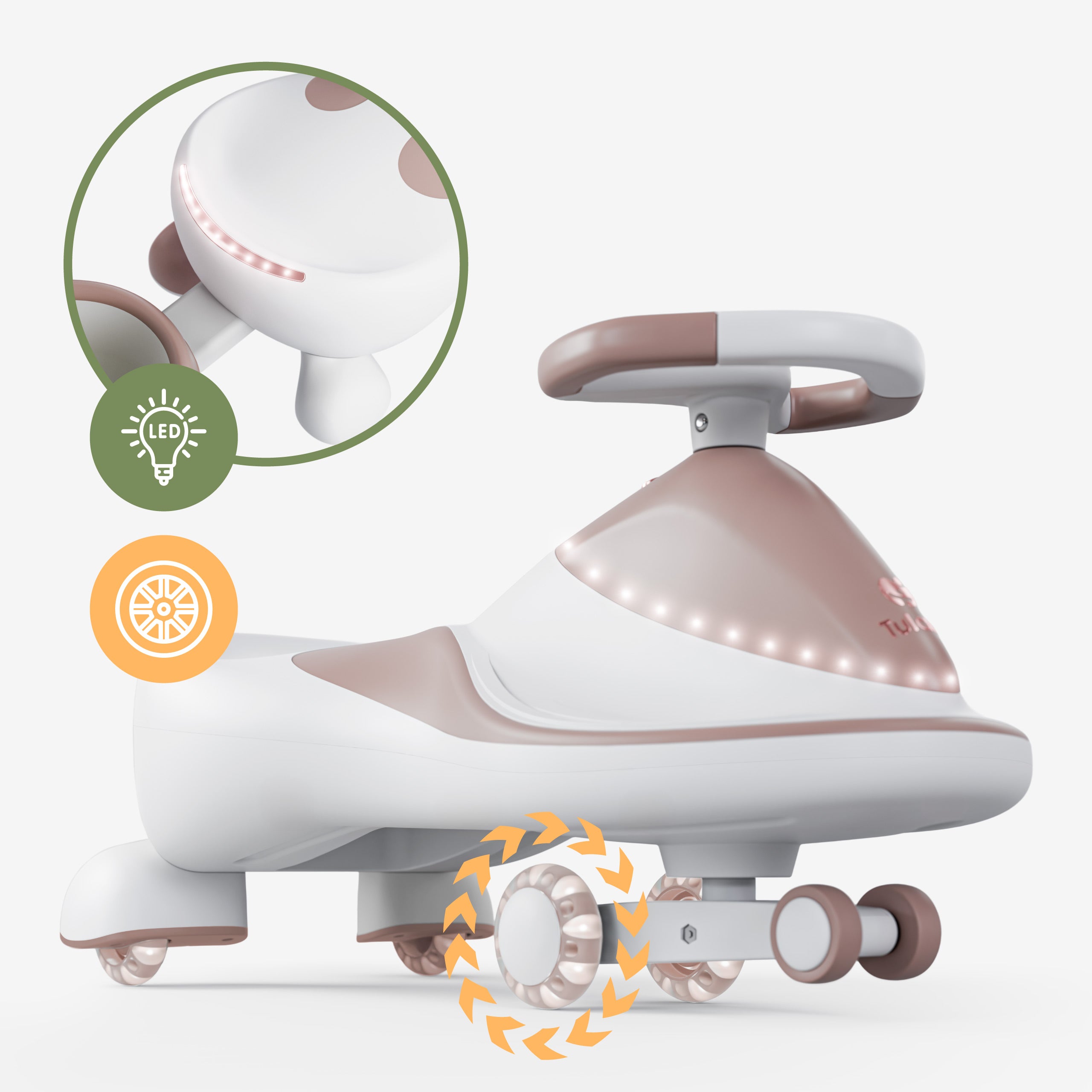 Światełka LED w przednim panelu i siedzisku