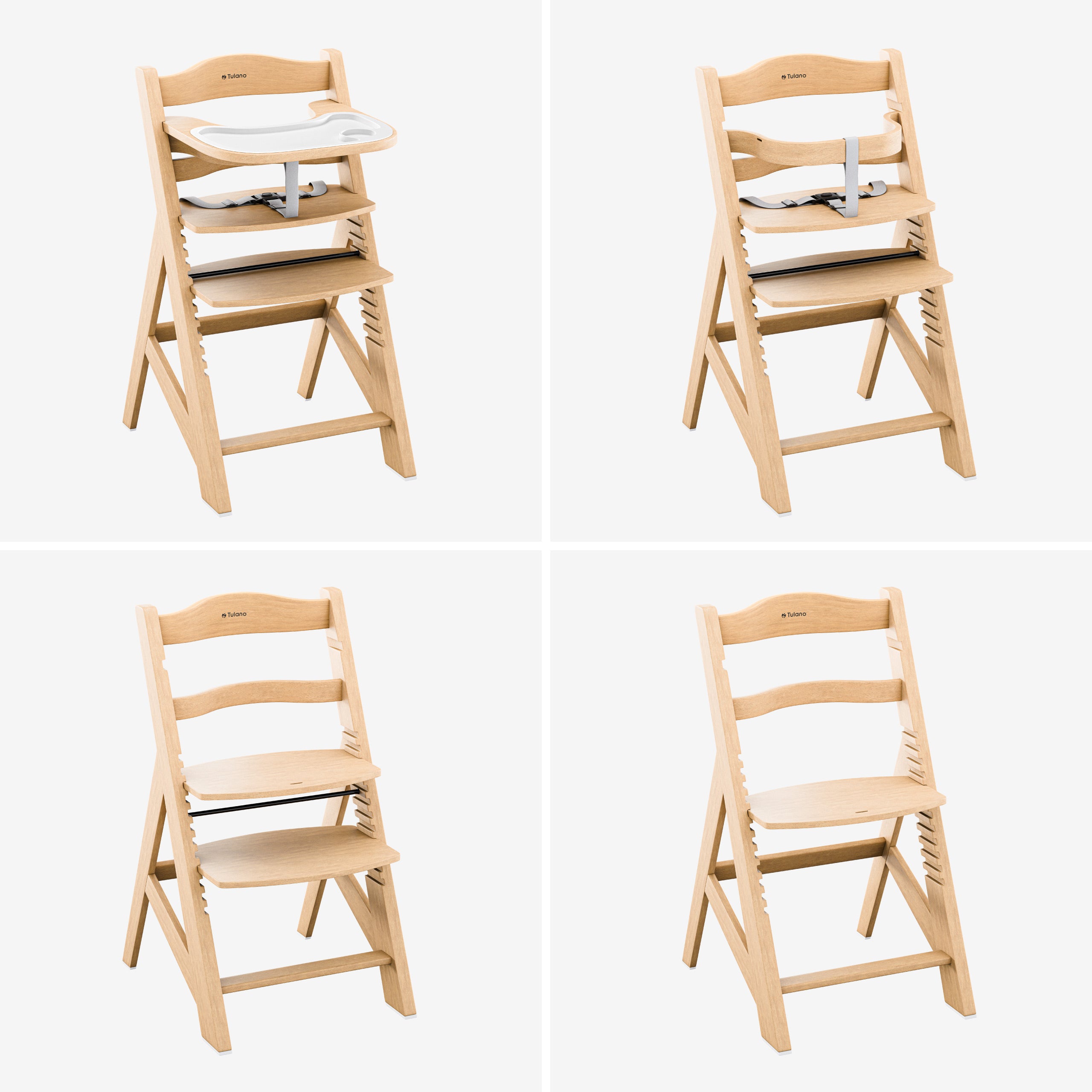 Krzesełko do karmienia drewniane 4w1