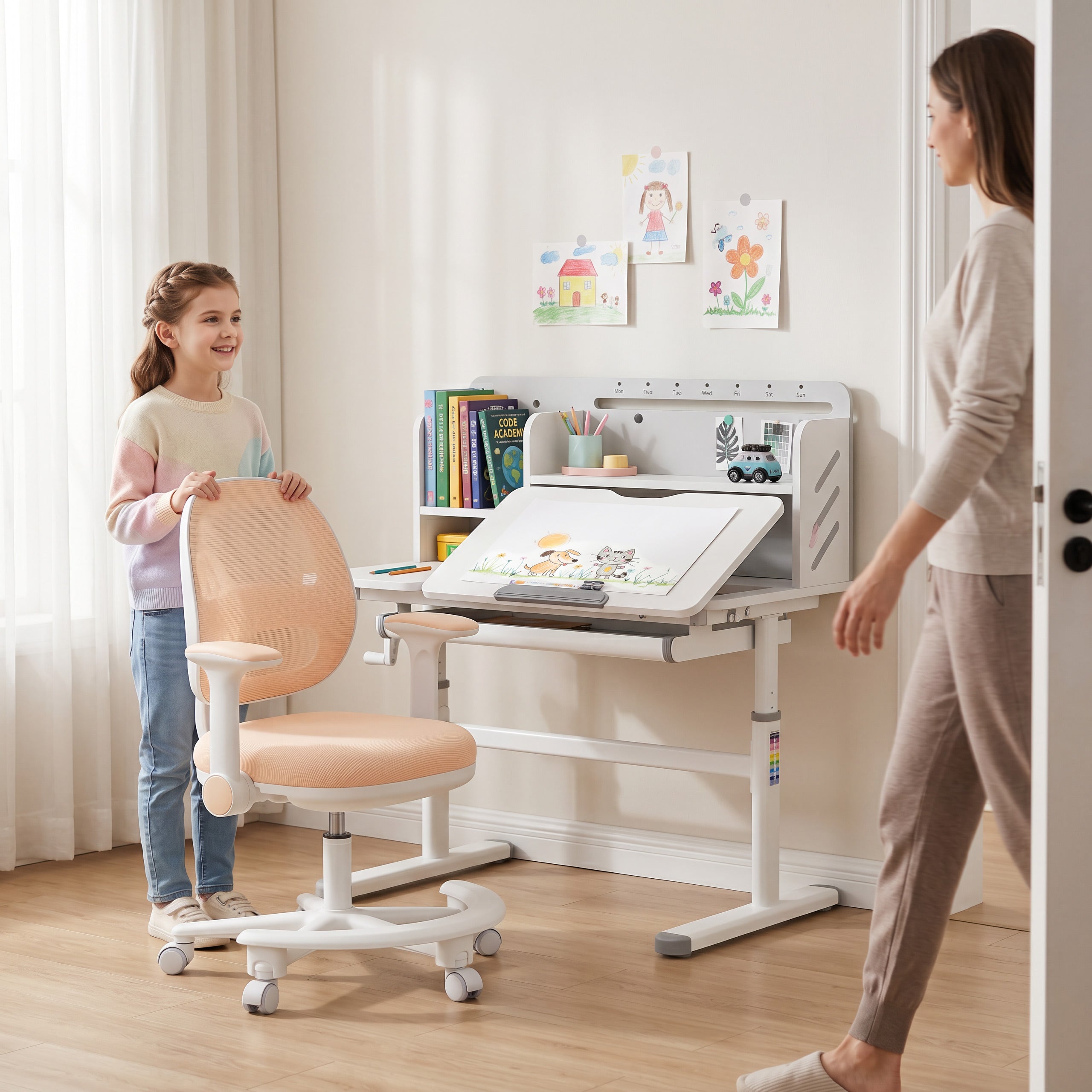Ergonomiczny fotel do biurka dla dziecka Mark Adler Junior 3.6 Beige