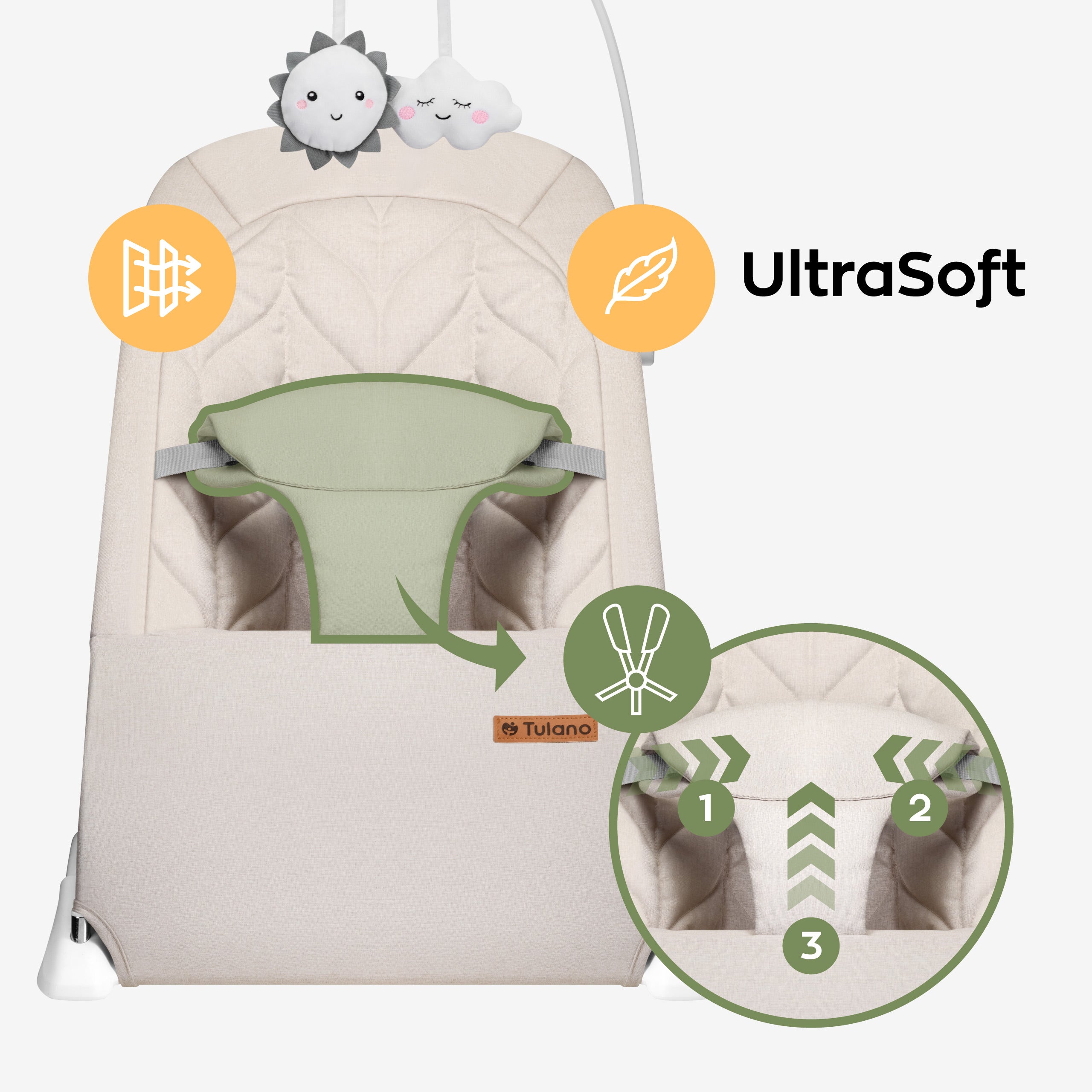 Leżaczek bujaczek dla dziecka Moon 10 Beige