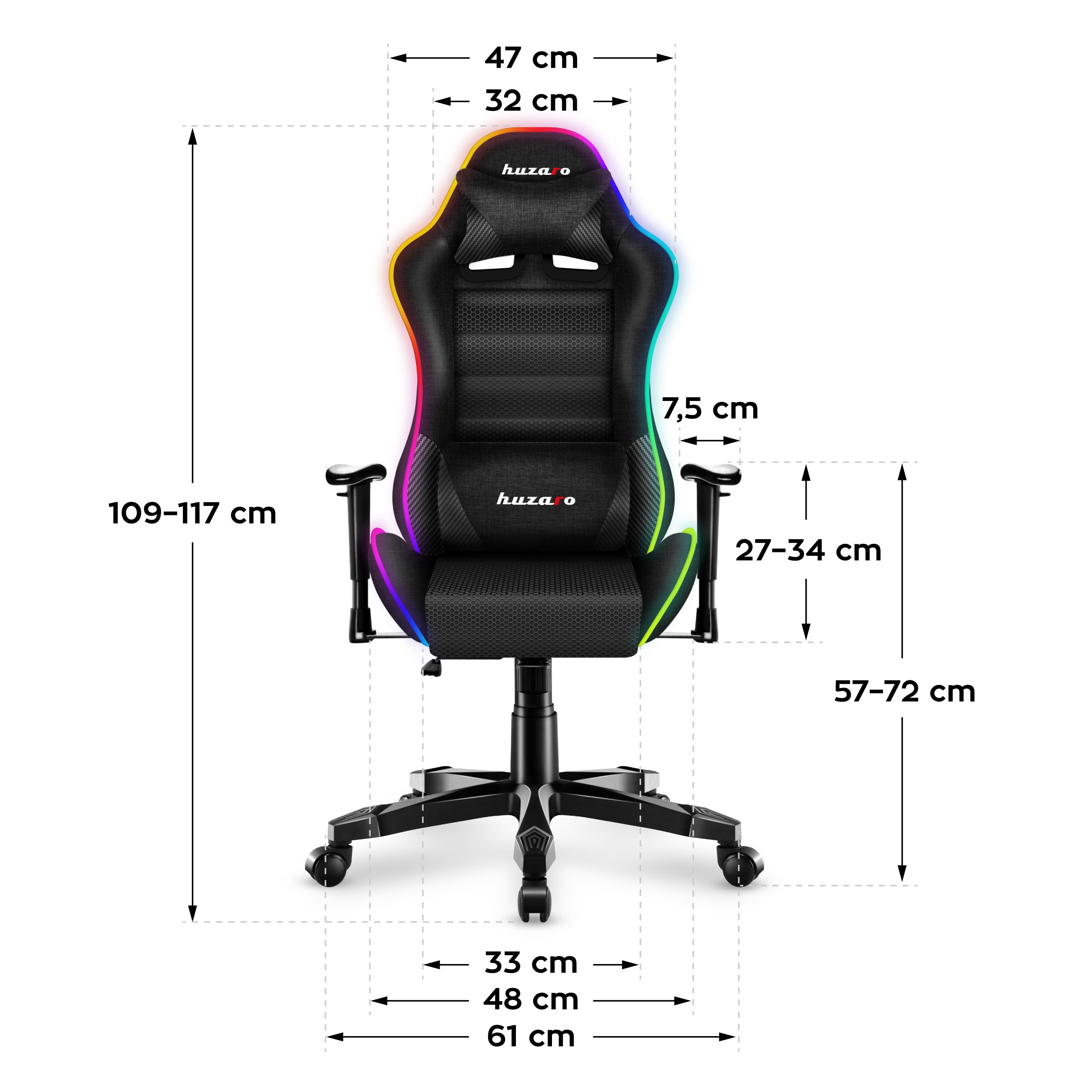 OUTLET Fotel Gamingowy dla dziecka HUZARO RANGER 6.0 RGB Mesh