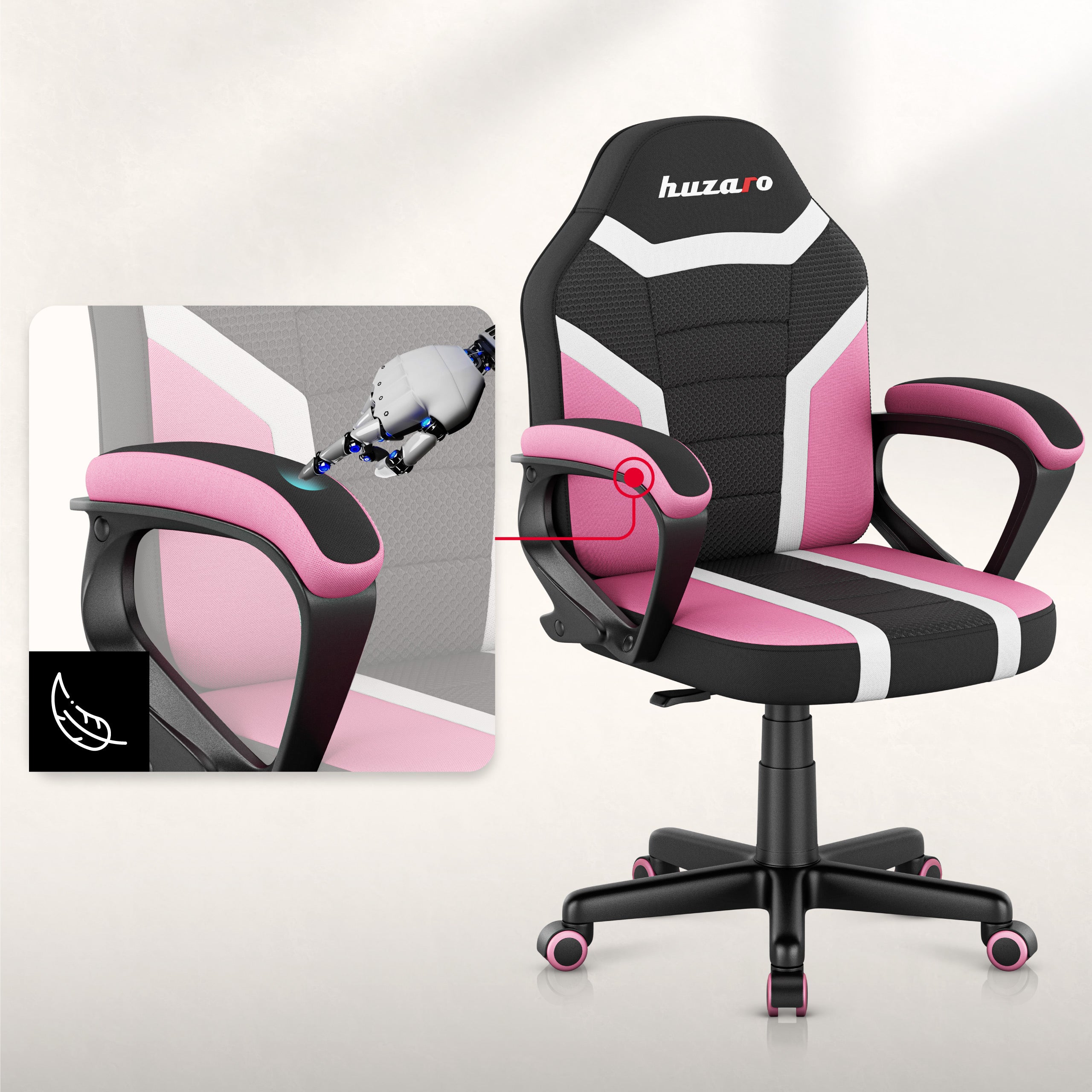 Fotel Gamingowy dla dziecka HUZARO RANGER 1.0 Pink Mesh
