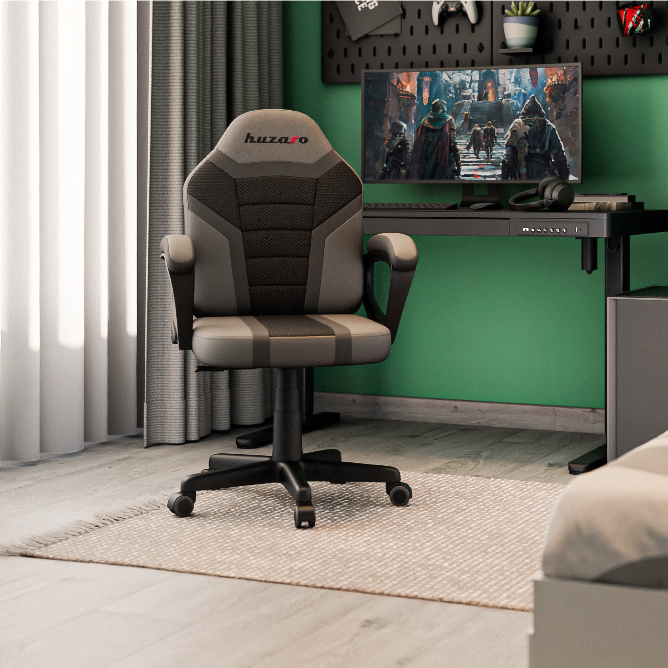 Fotel Gamingowy dla dziecka HUZARO RANGER 1.0 Grey Mesh