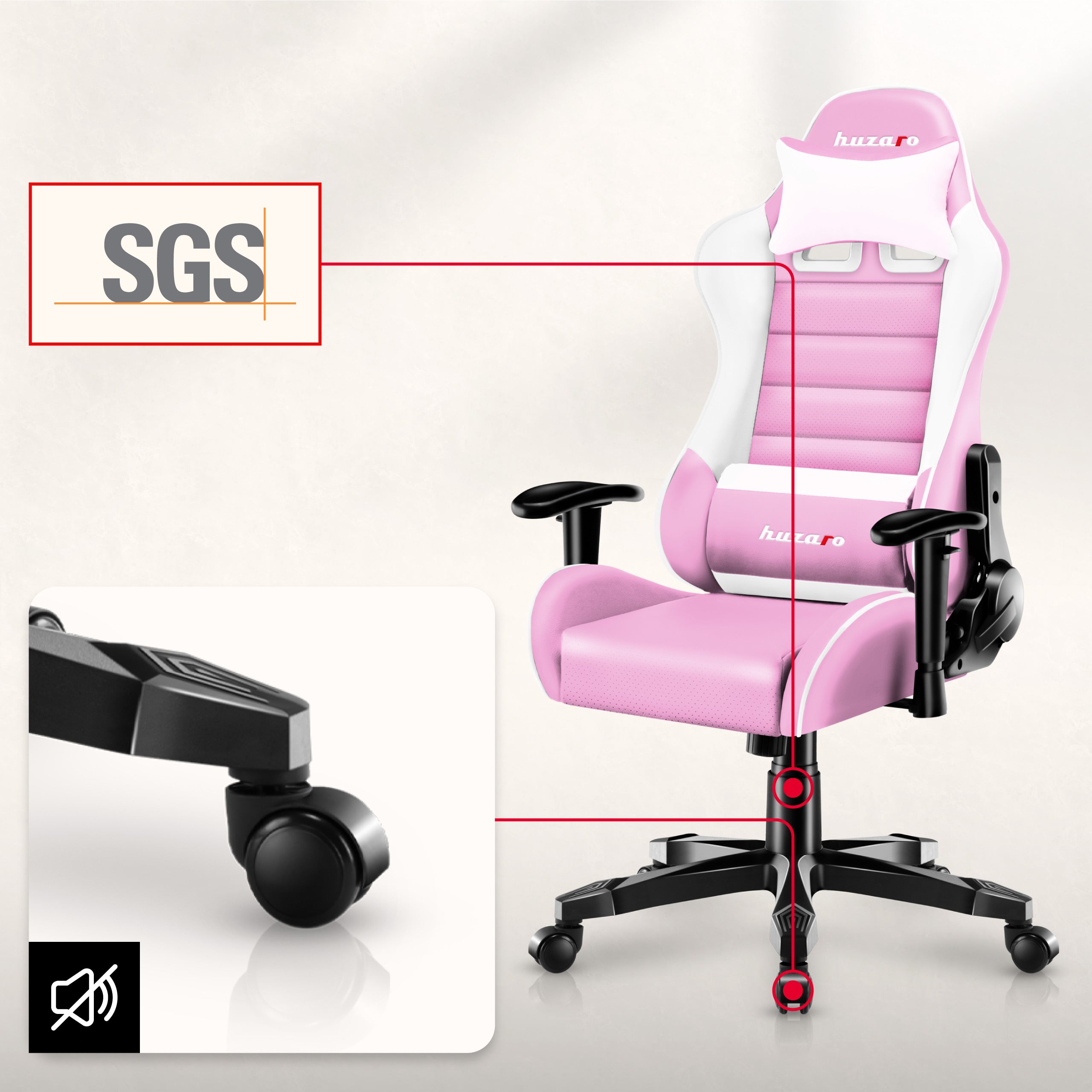 Fotel Gamingowy dla dziecka HUZARO RANGER 6.0 Pink