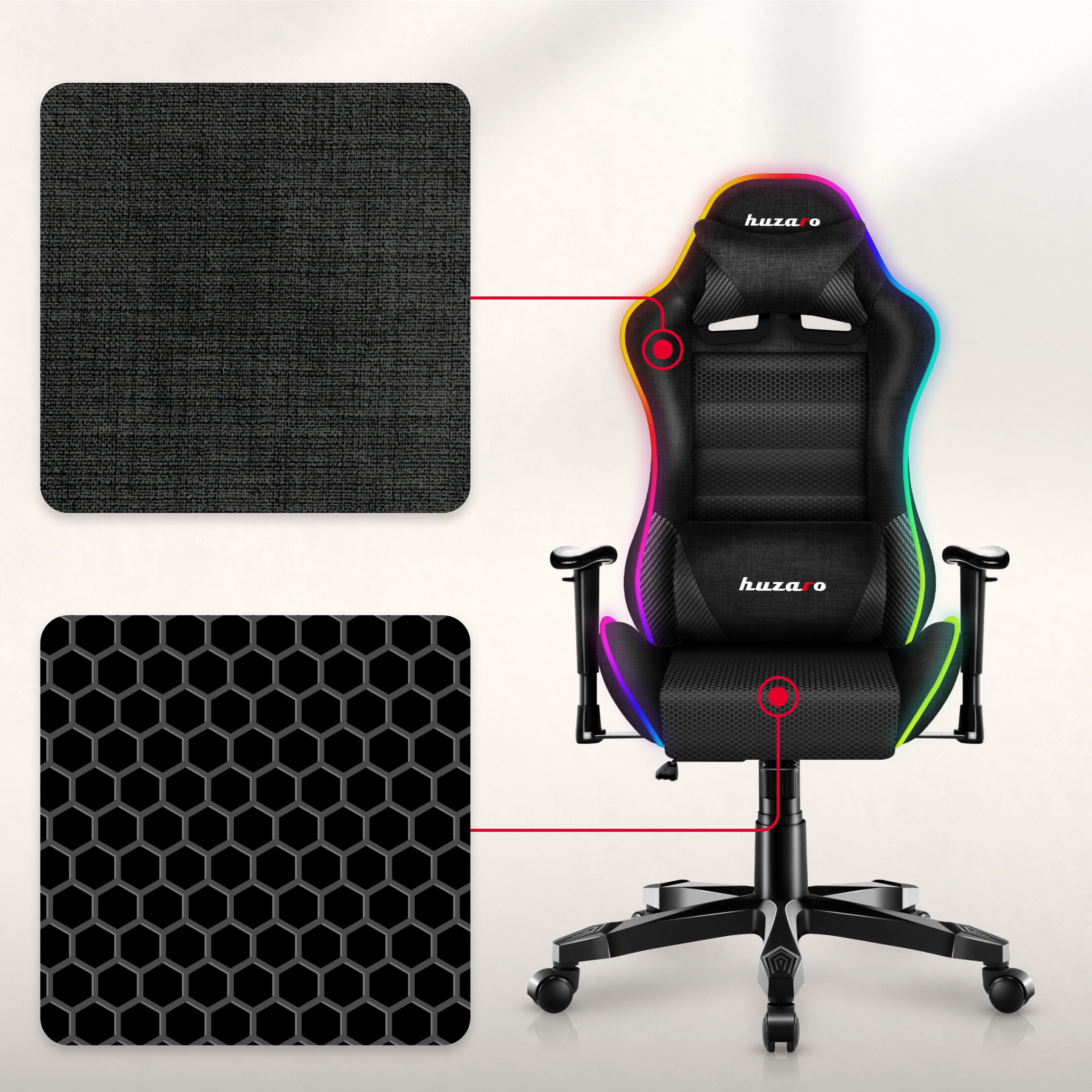 Fotel Gamingowy dla dziecka HUZARO RANGER 6.0 RGB Mesh
