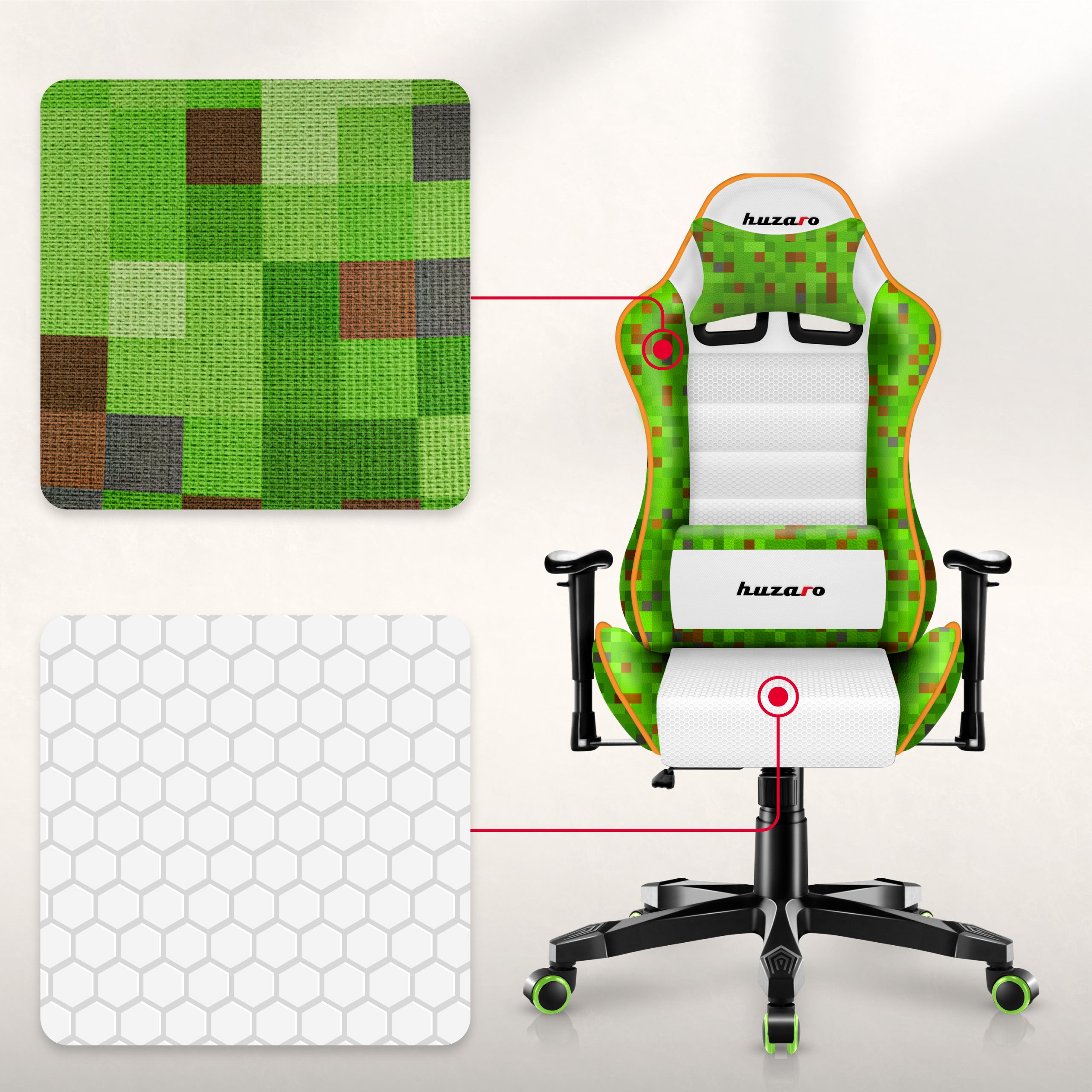 Fotel gamingowy dla dziecka Huzaro Ranger 6.0 Pixel White