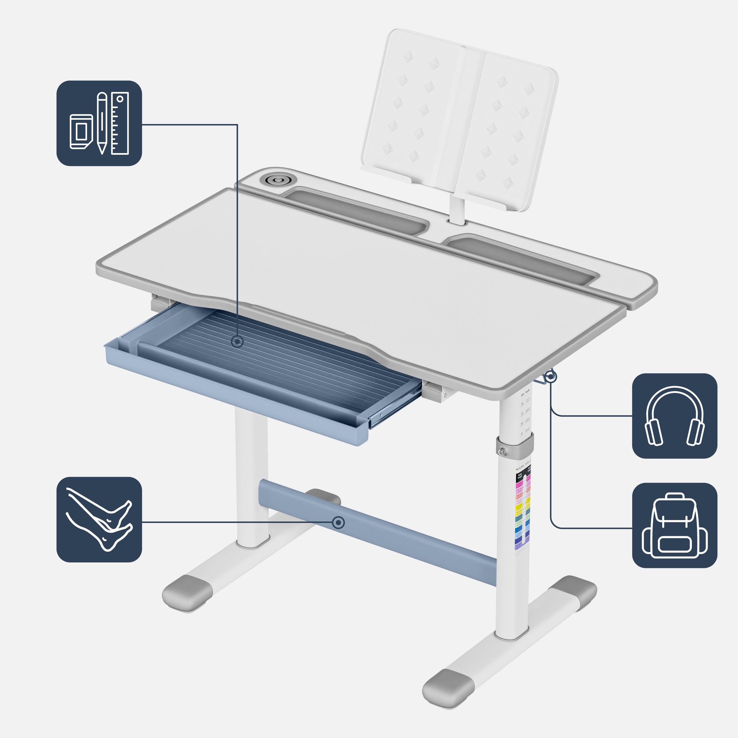 Ergonomiczne biurko dla dziecka Mark Adler Study 3.0 66 cm