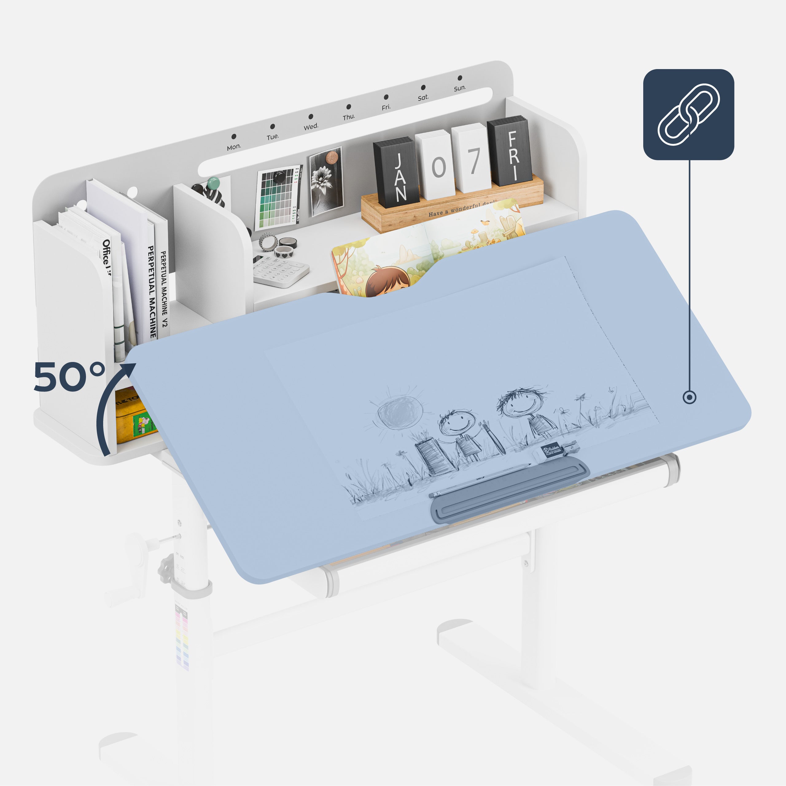 Ergonomiczne biurko dla dziecka Mark Adler Study 5.0 Grey 90 cm